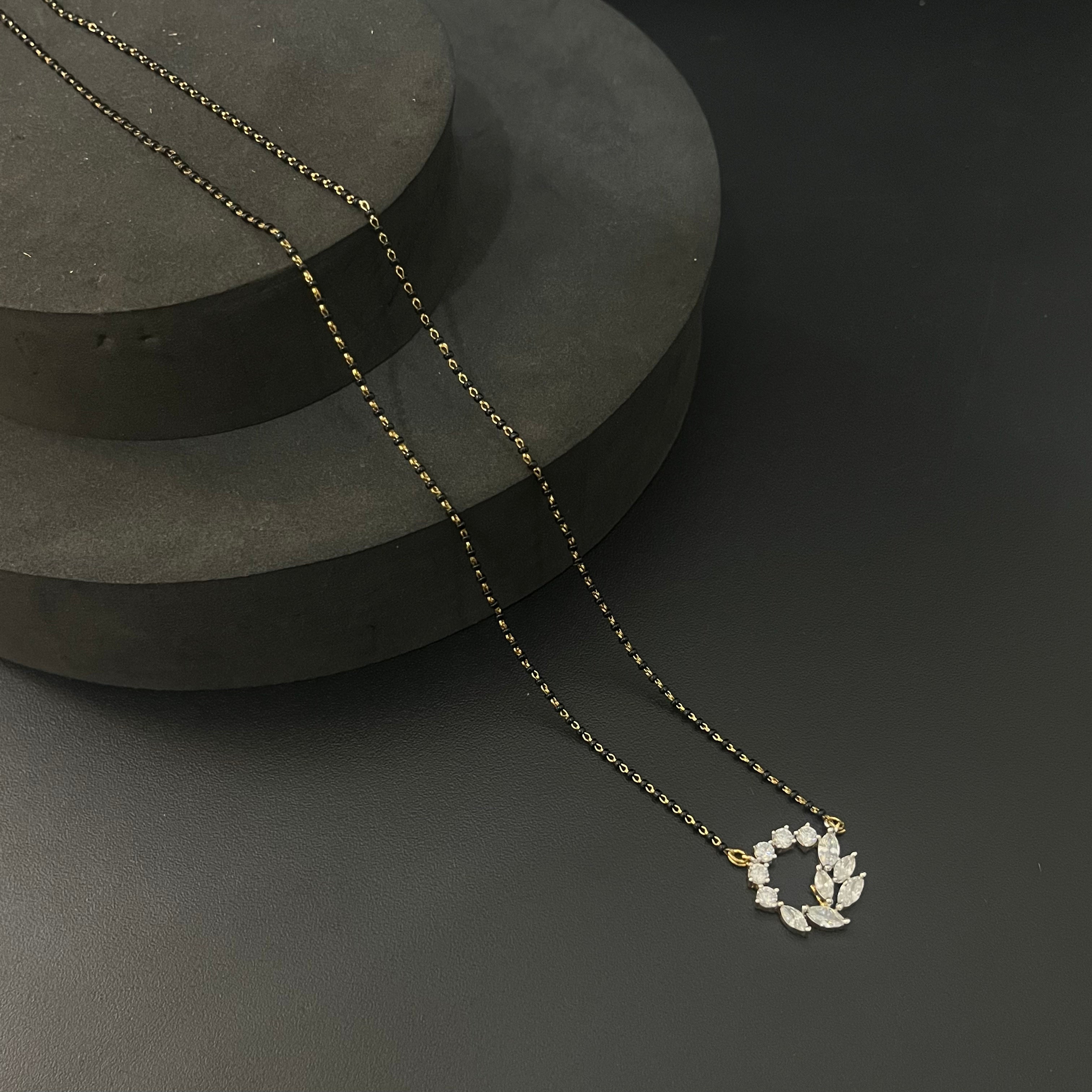 Silver Black Beads Chain Gold Finished