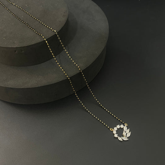 Silver Black Beads Chain Gold Finished