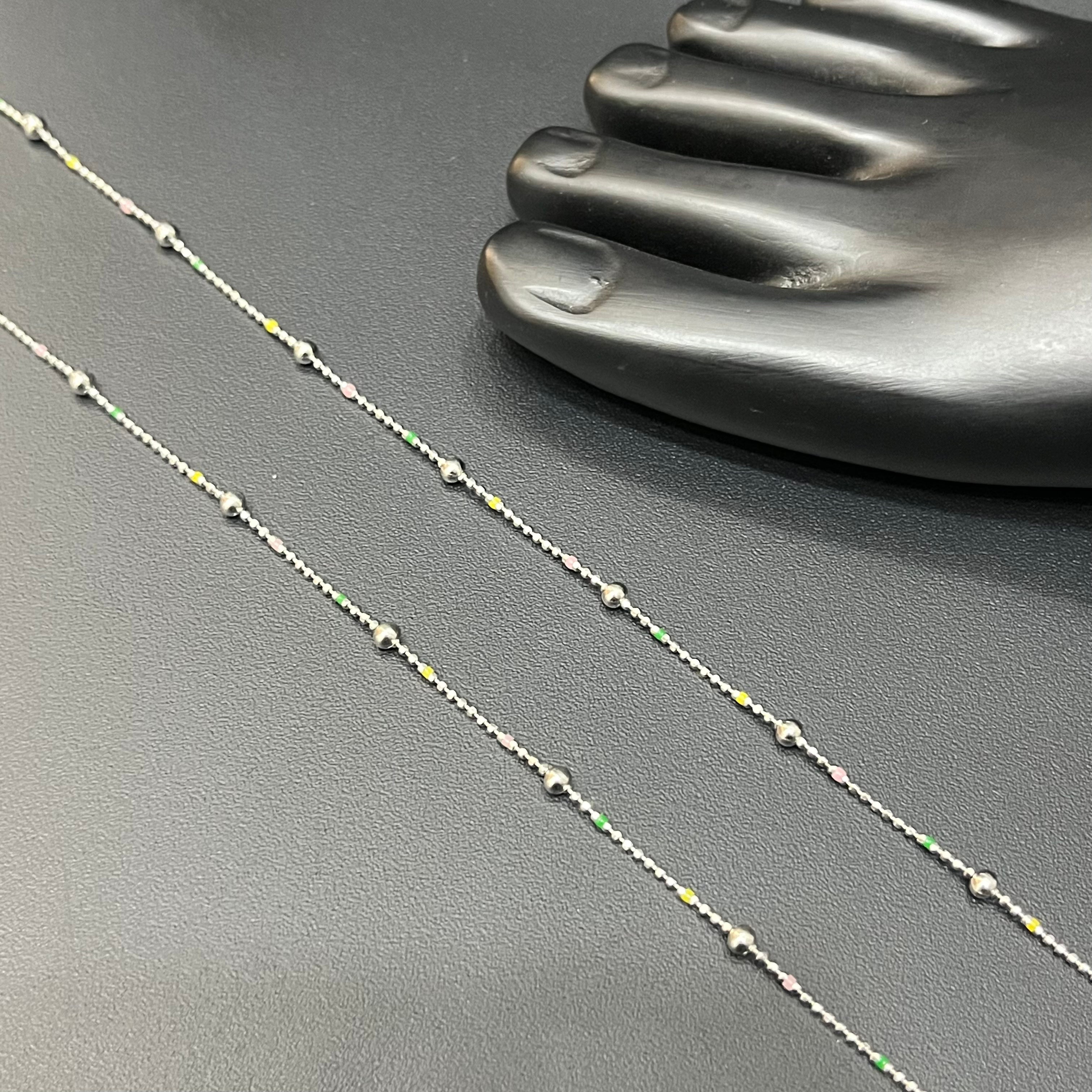 Silver Ladies Anklet Mini Balls