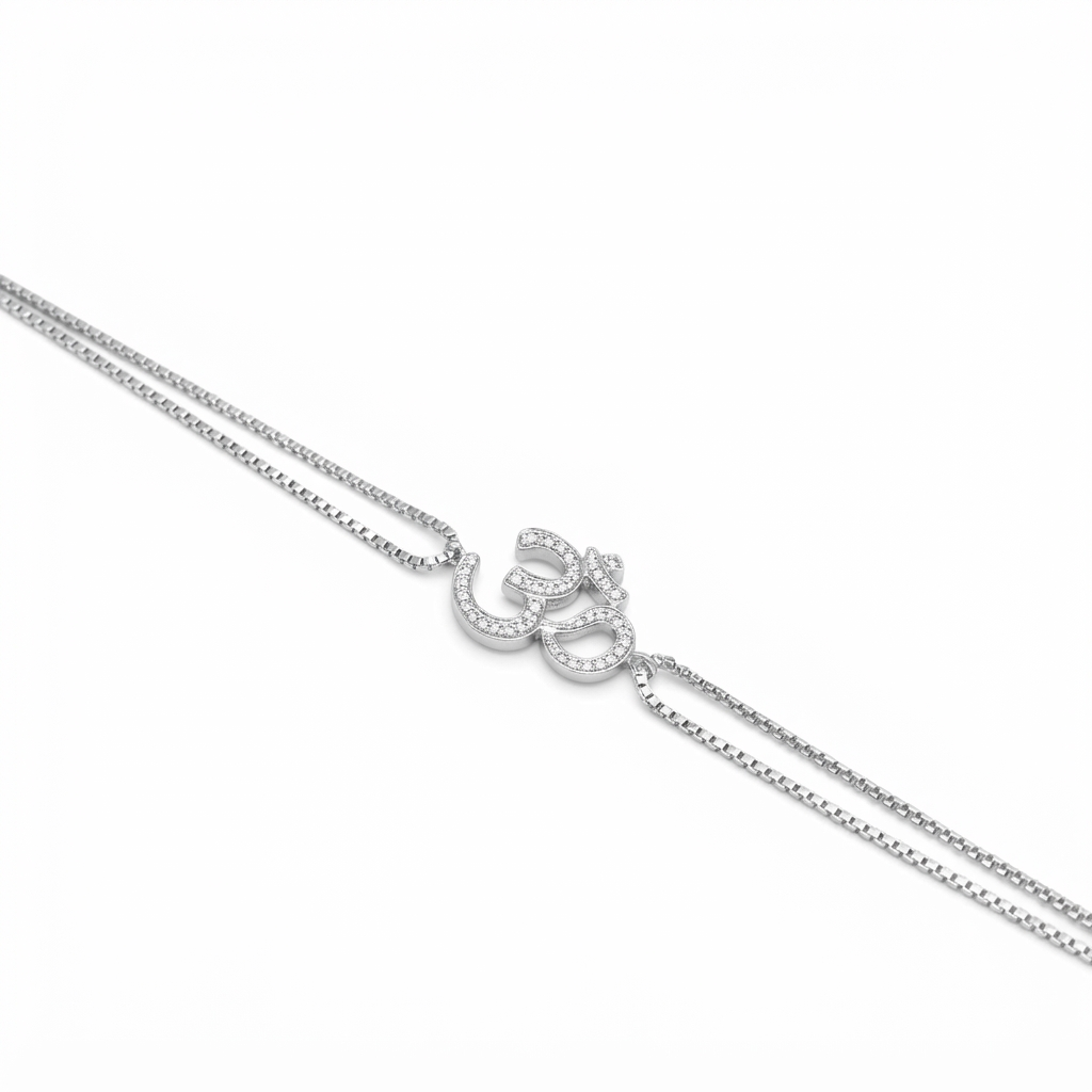 Silver Ladies Bracelet OM Double Layer Line 1 925