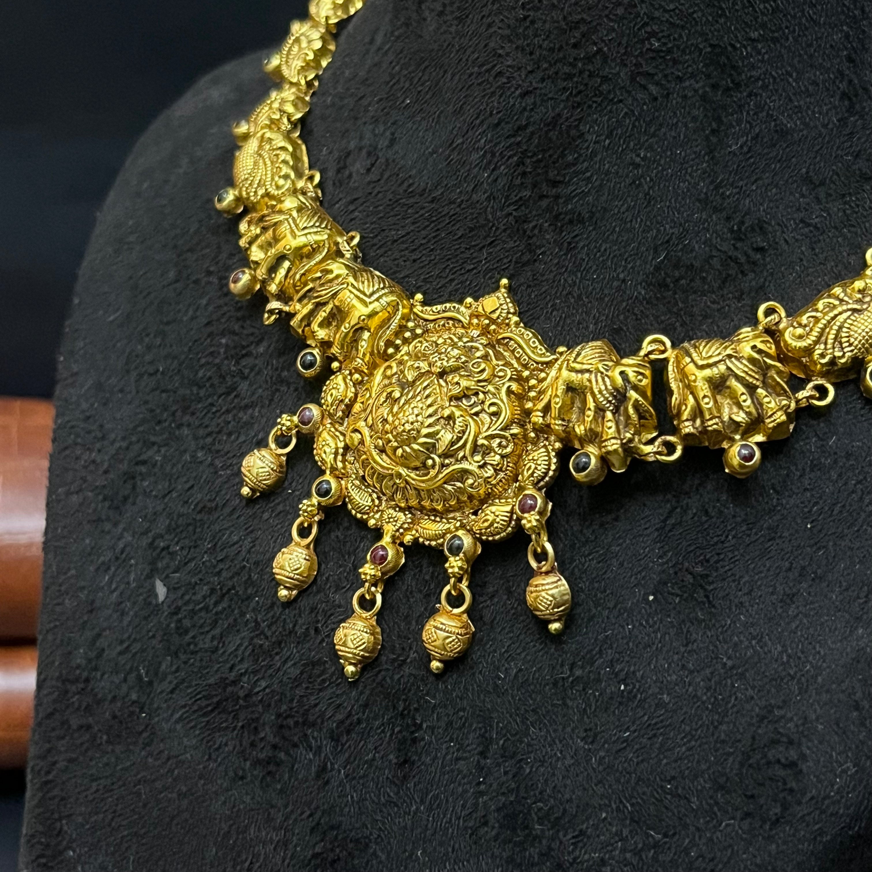 Silver Antique Necklace Gold Finished N02