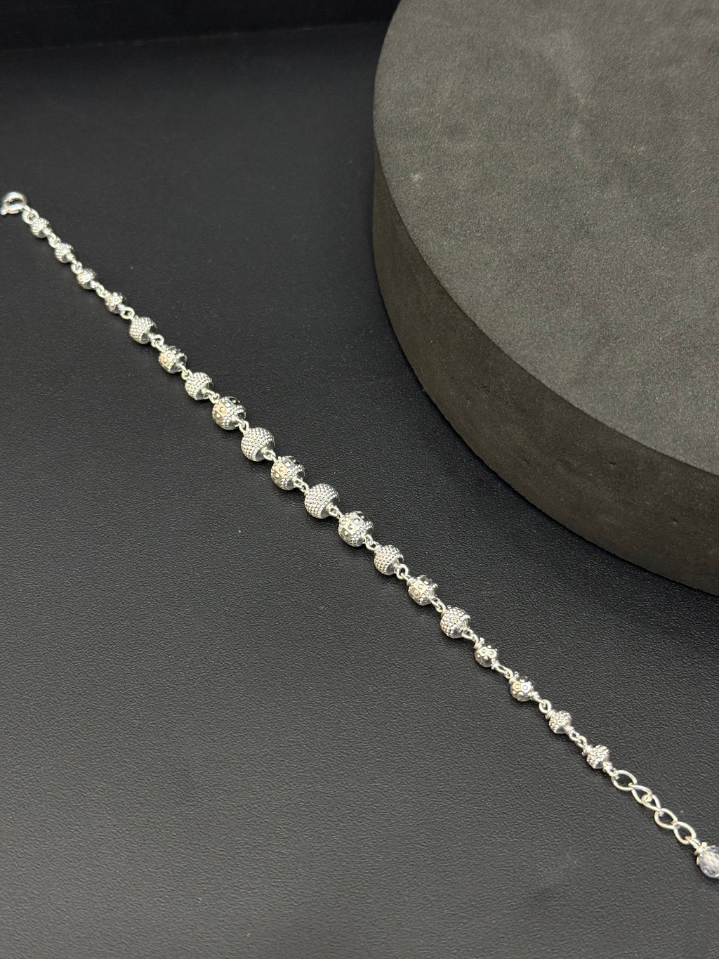 Silver Ladies Bracelet CNC Balls C01