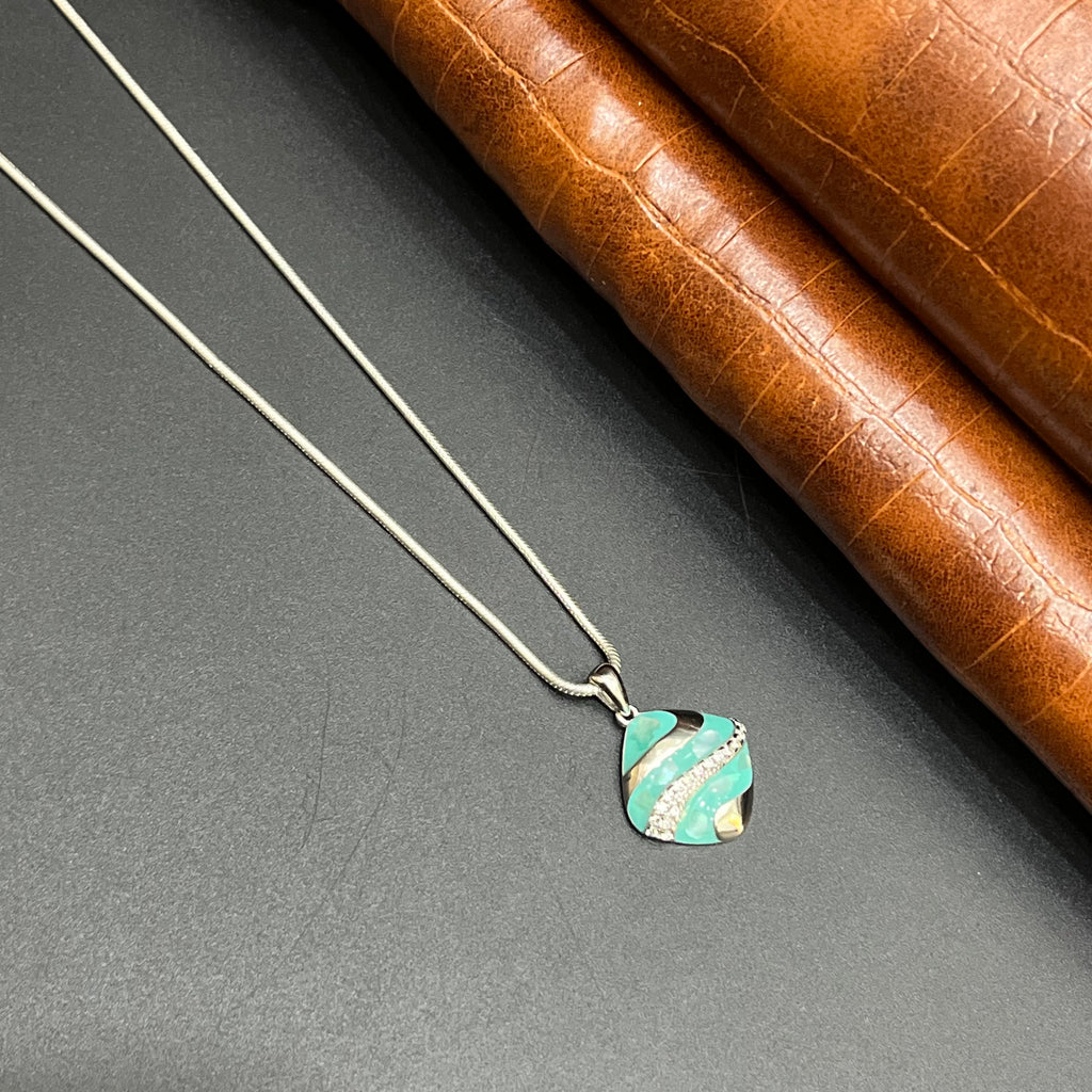 Silver Ladies Pendant Aqua Mosaic Elegance Charms 925