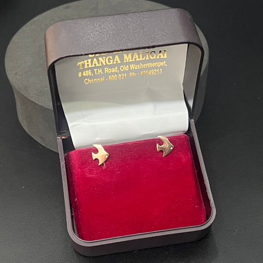 Silver Rosegold Studs Fish