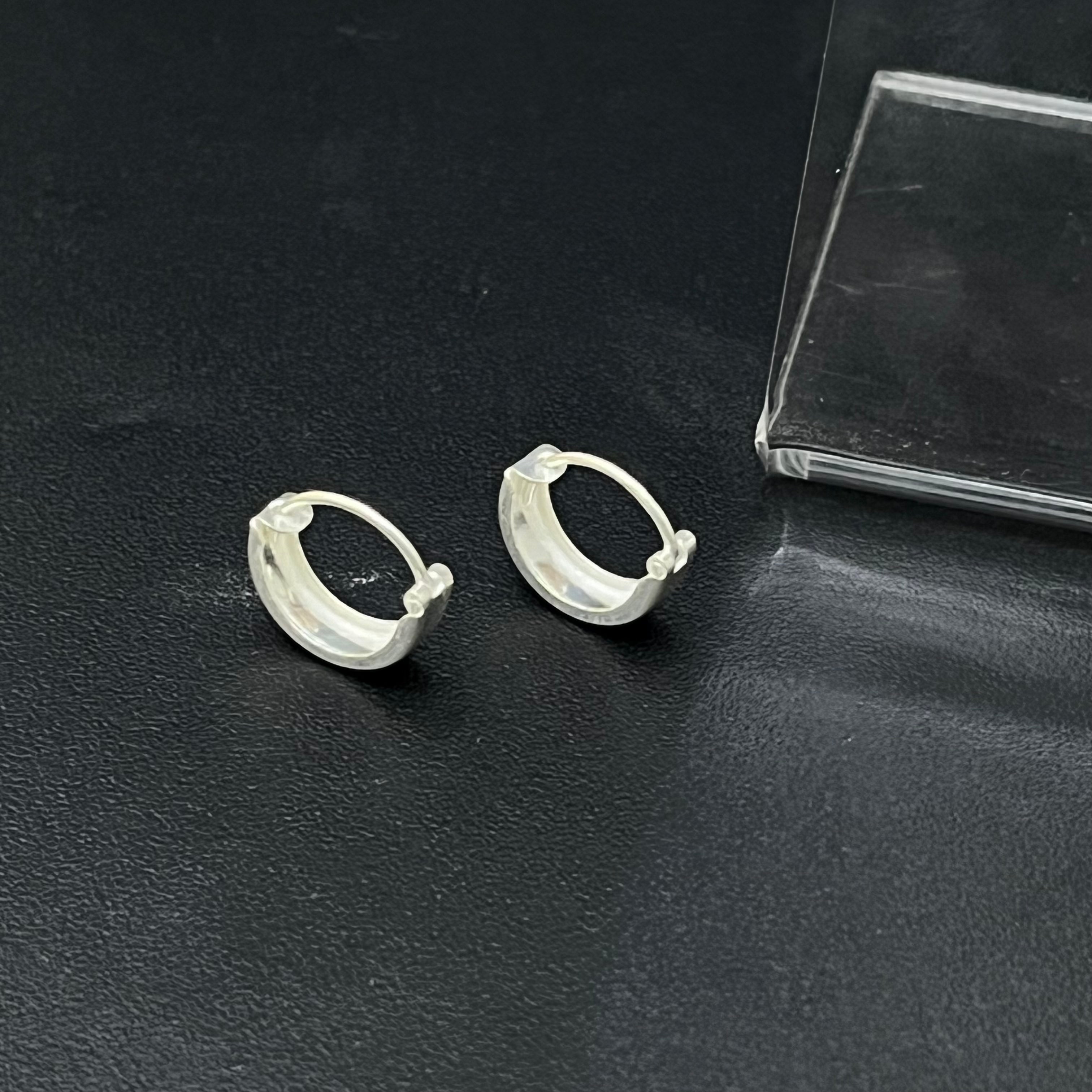 Silver Mens Earrings Bali 13mm