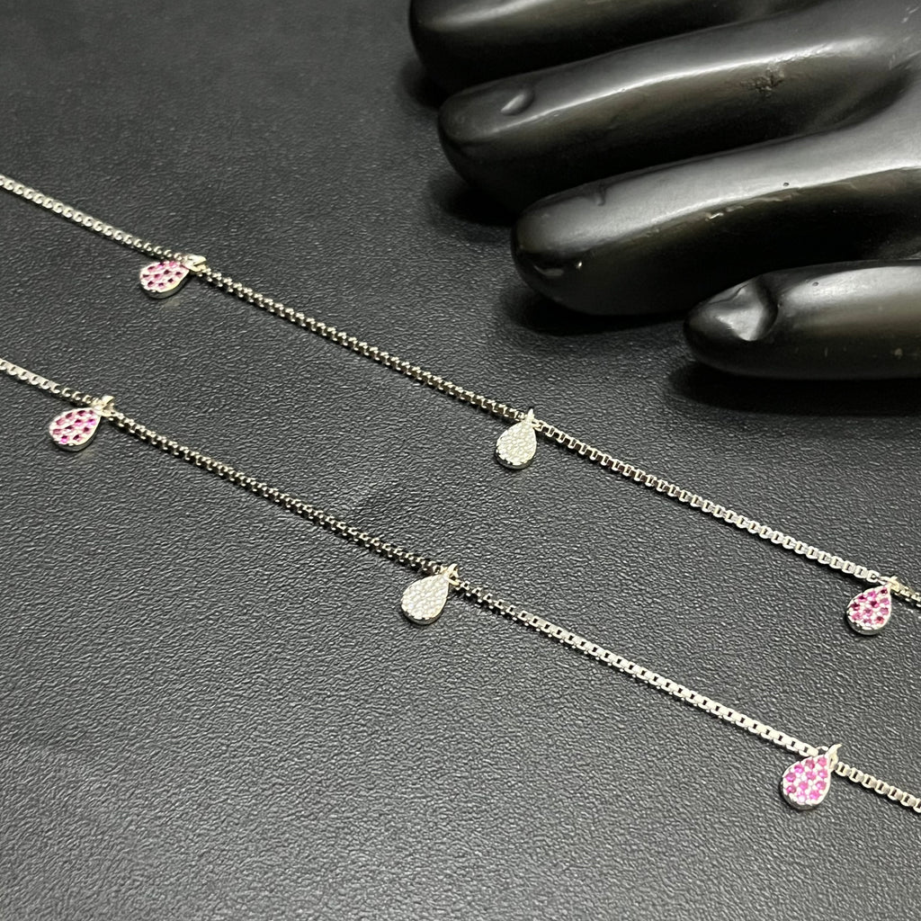 Silver Ladies Anklet Luna Drop M02 925