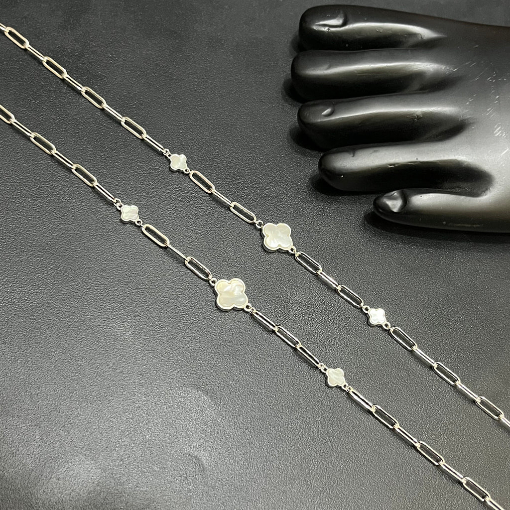 Silver Ladies Anklet Floral Oval Grace With Stone  925