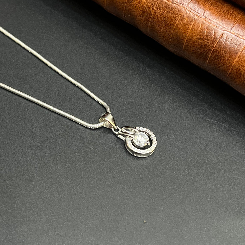 Silver Ladies Pendant Double Halo Elegance 925
