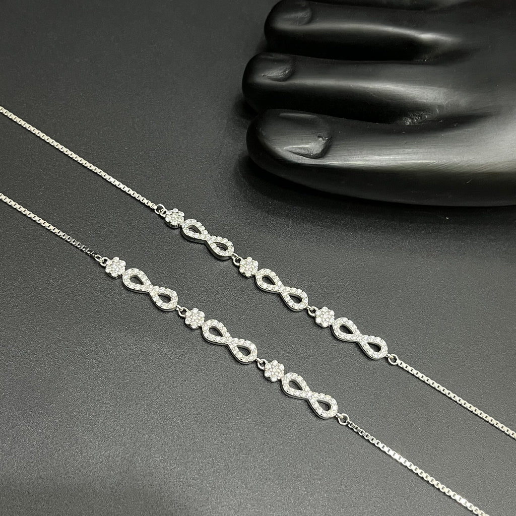 Silver Ladies Anklet Three Infinity Crystal 925