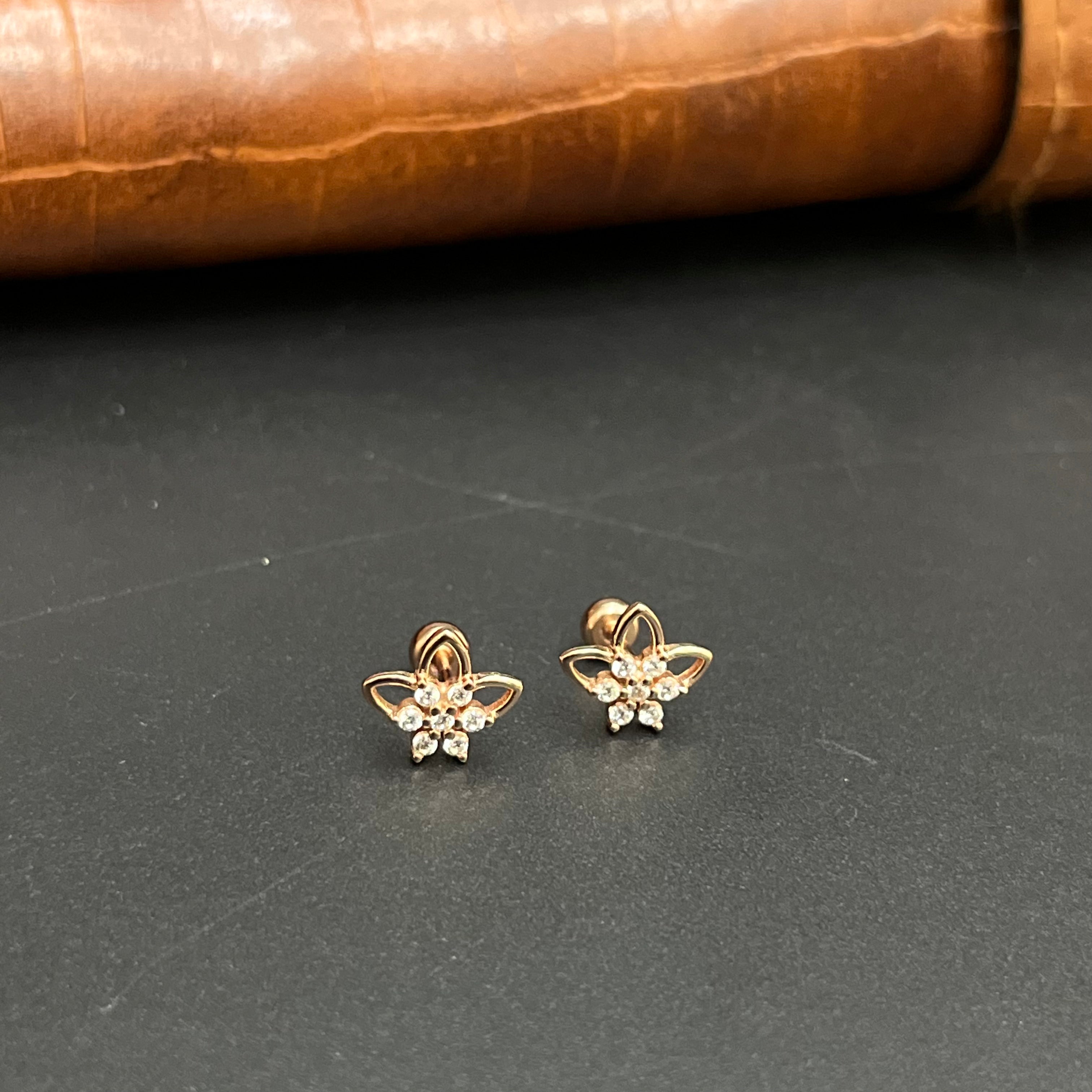 Silver Second Studs Flower Petals Rosegold 925