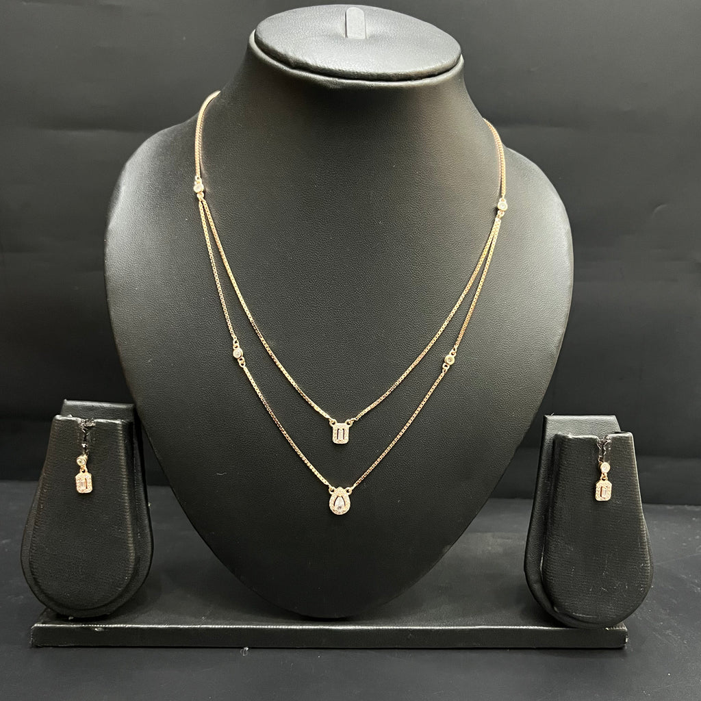 Silver Ladies Chain And Pendant Set Elegant Royal Layered Rose Gold 925