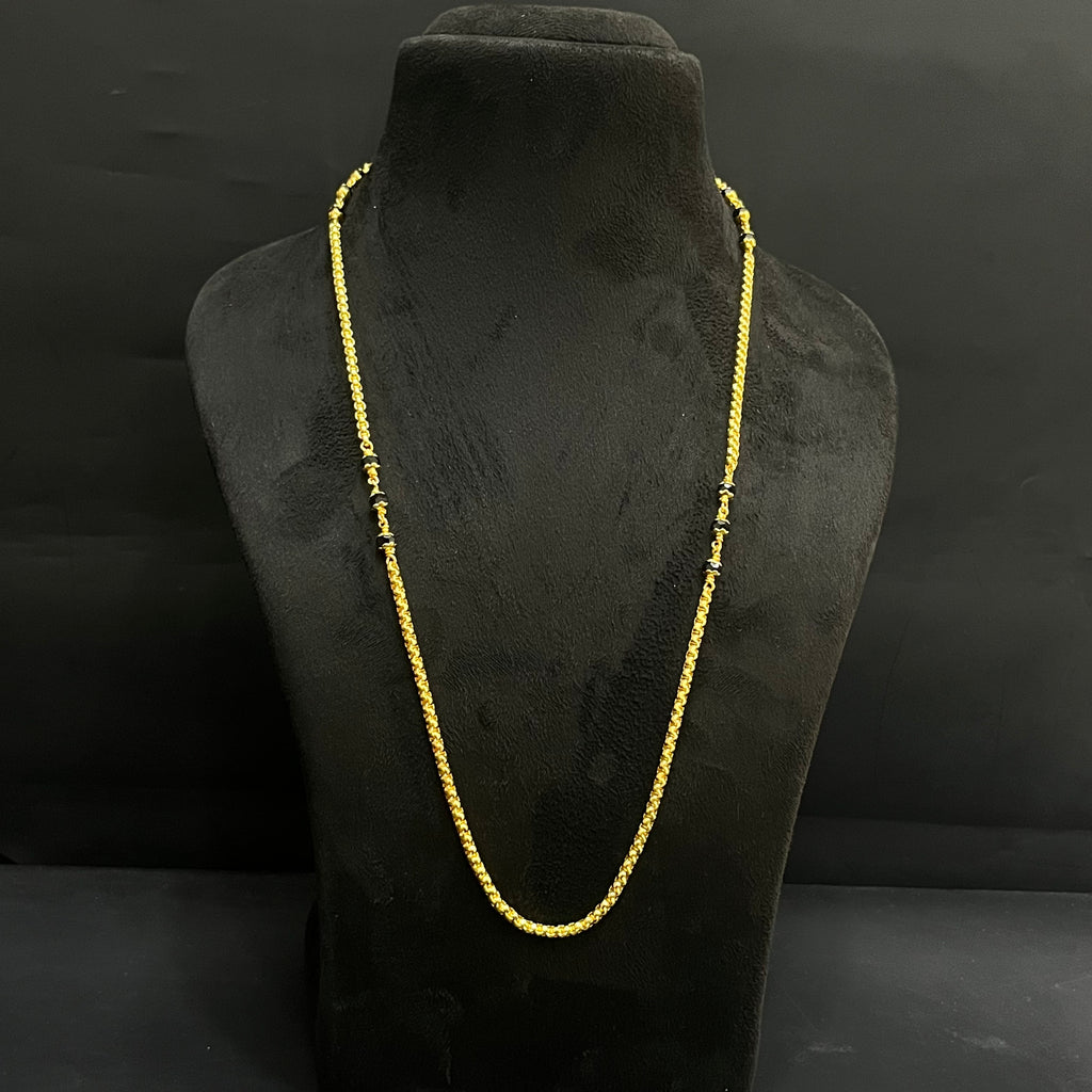 Silver Ladies Chain Black Beads Interlock Hook Gold Finish 925