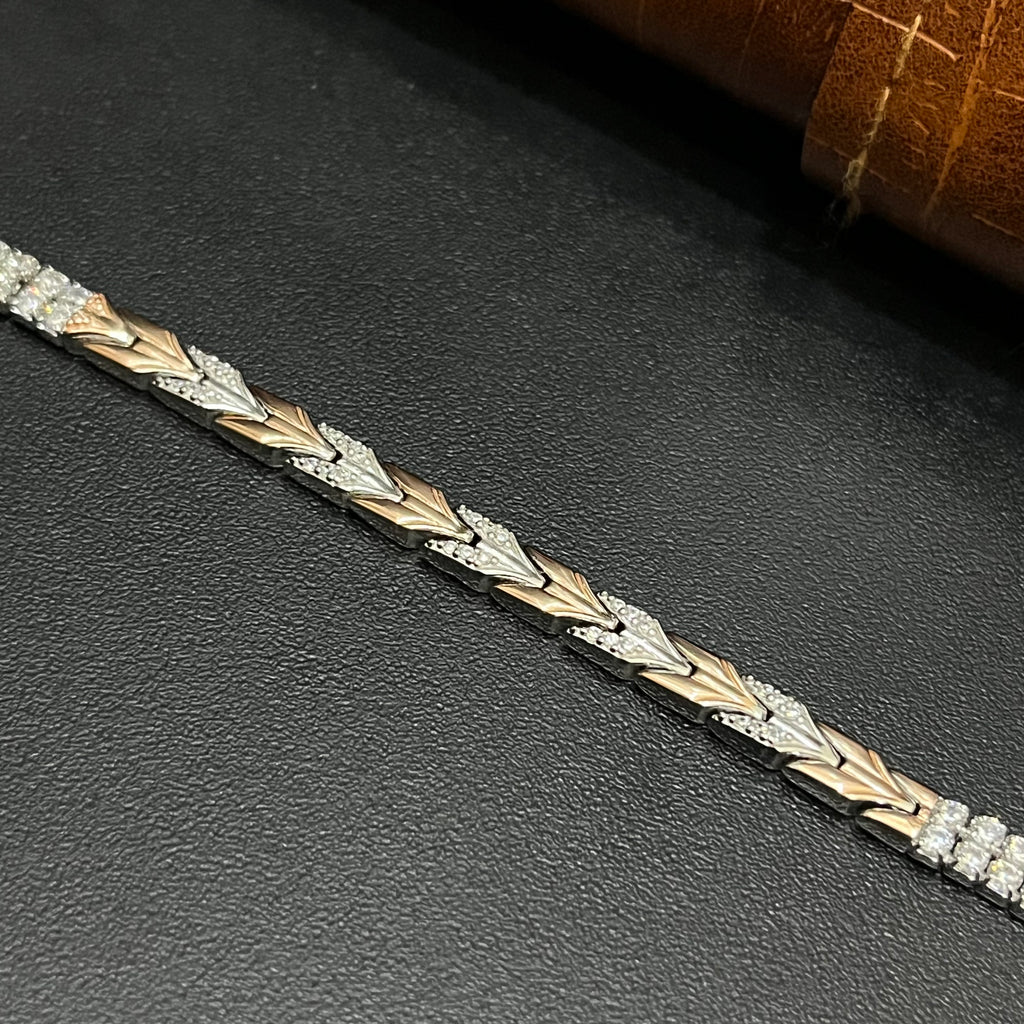 Silver Mens Bracelet Arrow With Stone Rose Gold M02 925