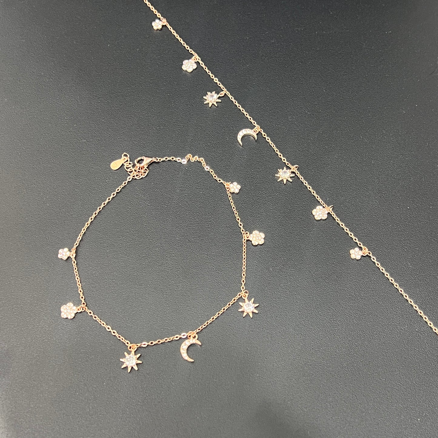 Ladies Anklet Sun & Moon Charms