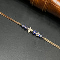 Silver Ladies Bracelet Butterfly Royale Blue Two Line Rose Gold 925