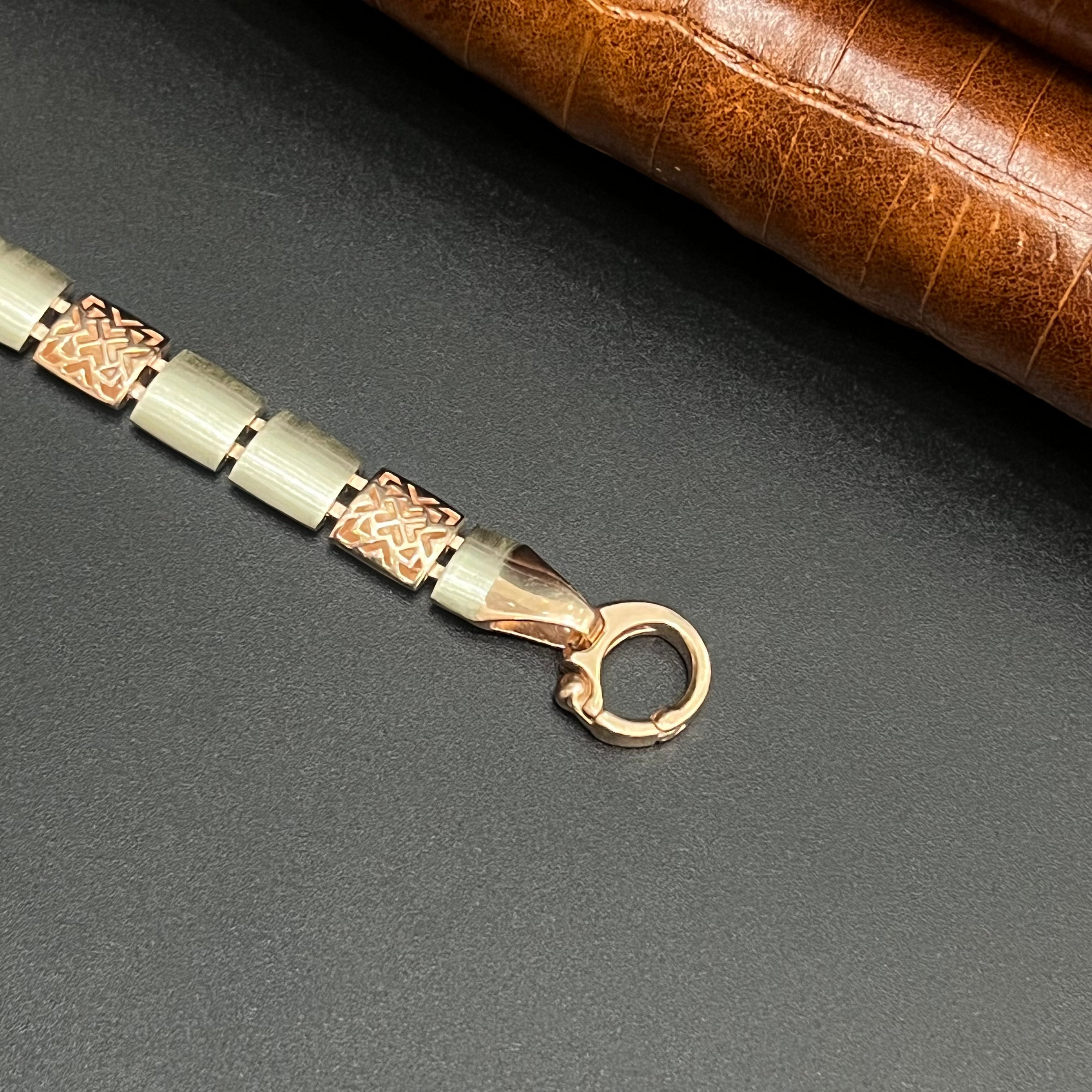 Silver Mens Bracelet Floral Pattern Luxe Rose Gold 925