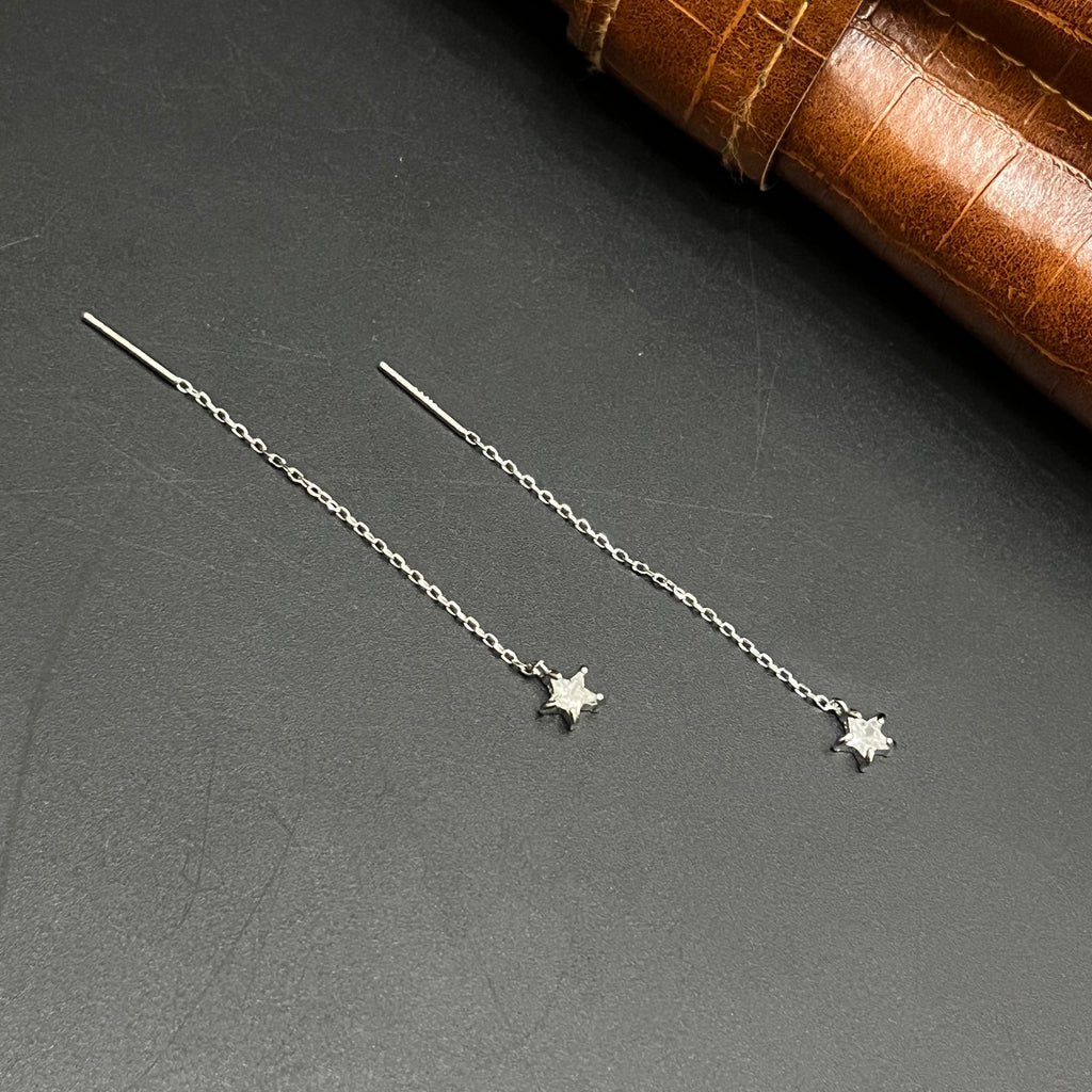 Silver Ladies Sui Daga Stud Hanging Star Edition 925