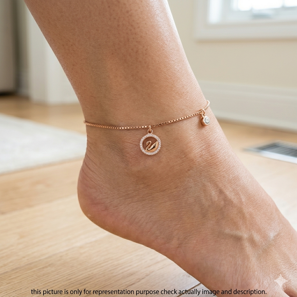 Ladies Anklet Swan Rosegold
