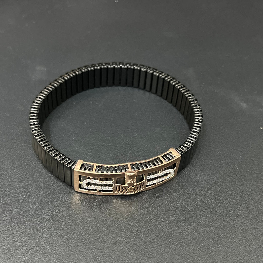 Silver Mens Flexible Bracelet FB2 Rosegold 925