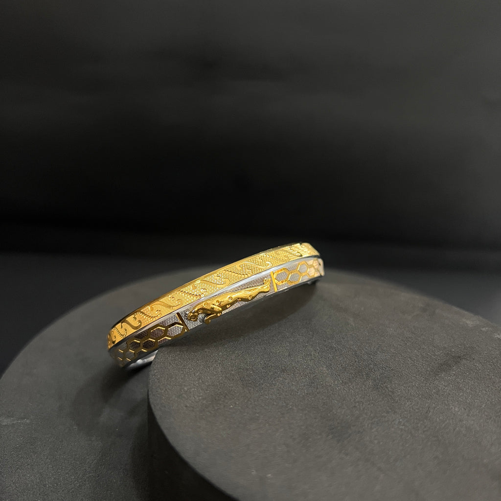 Silver Mens Kada CNC Jaquar DS 1 Gold Polish