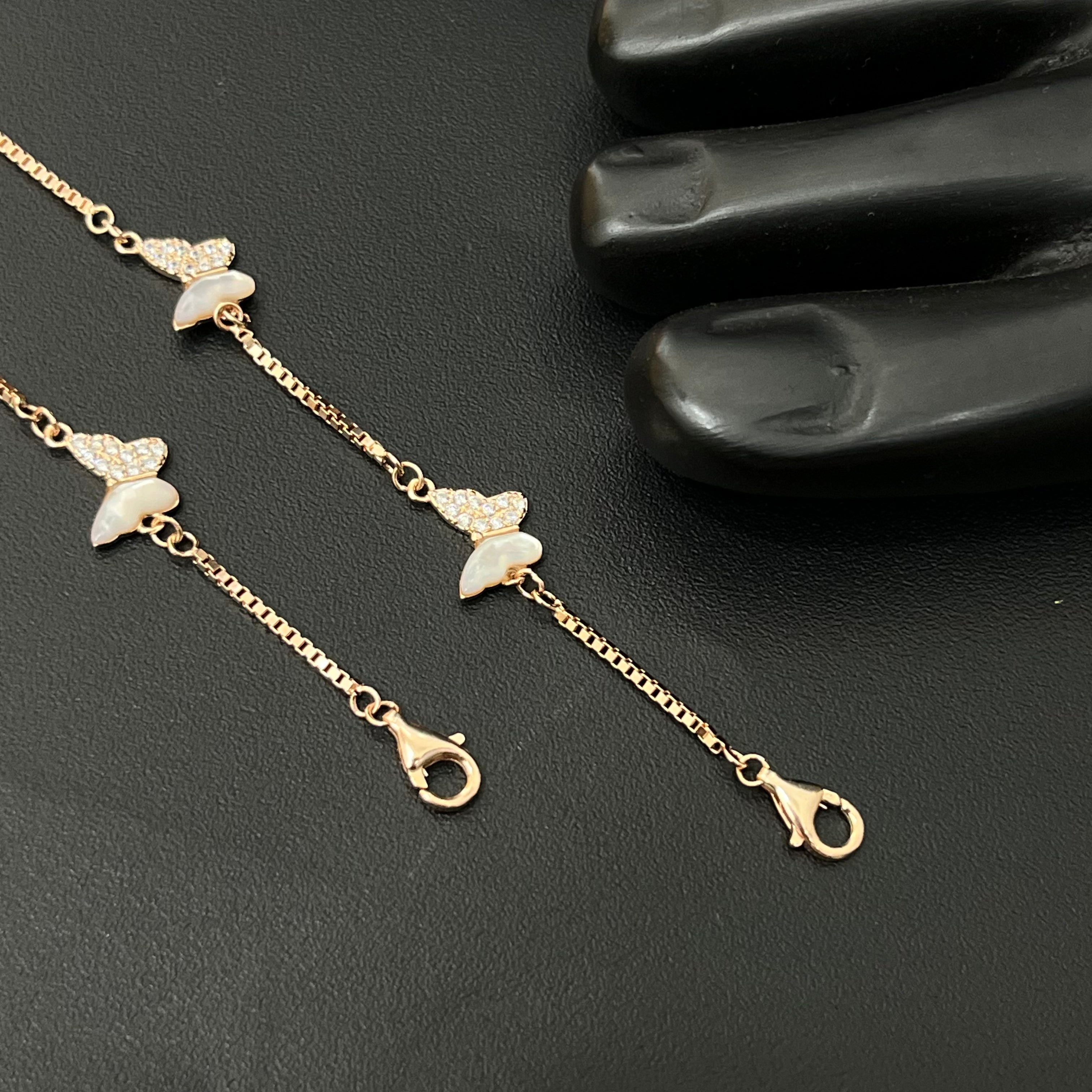 Silver Ladies Anklet Butterfly Rosegold 925