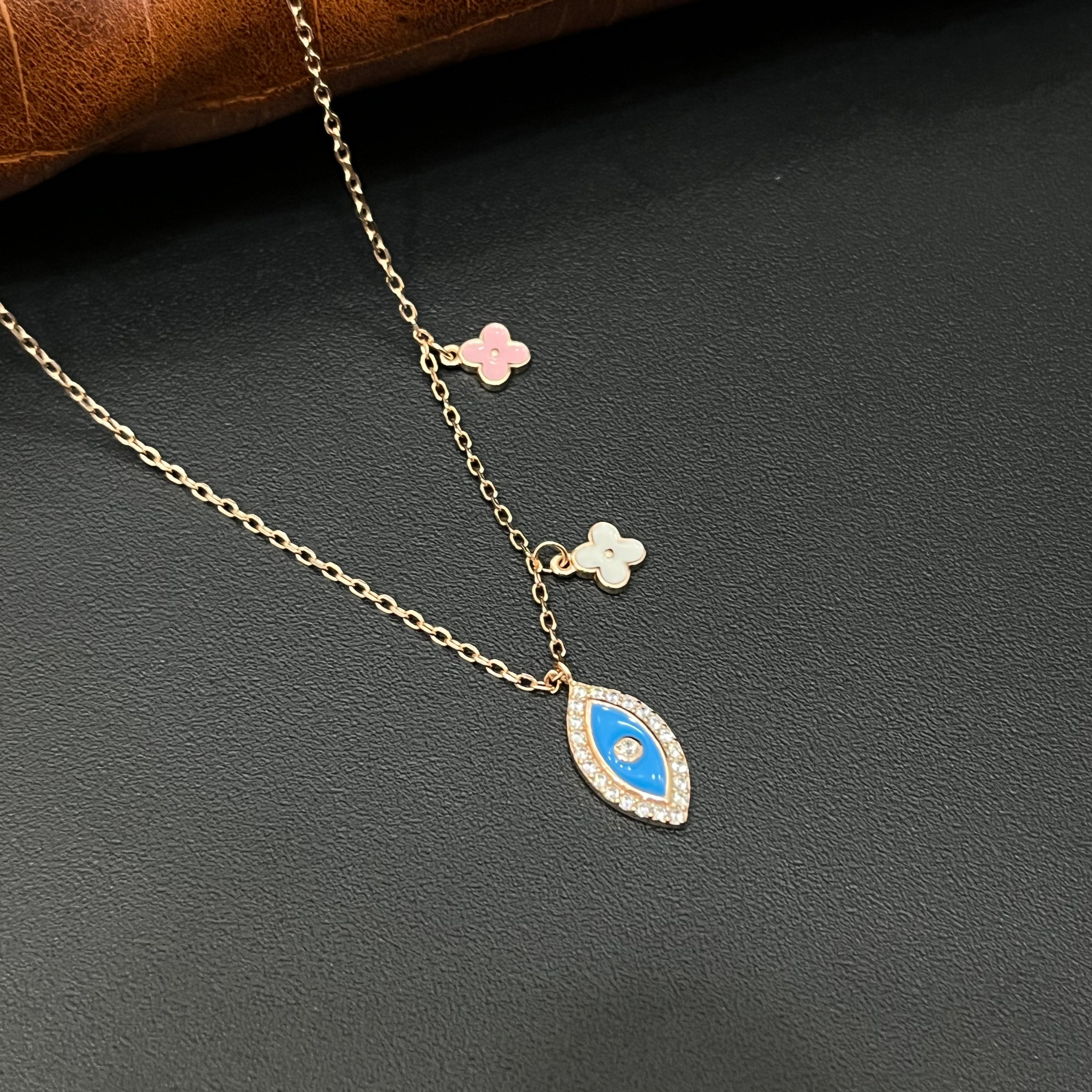 Silver Ladies Chain Rosegold Clover Colourful