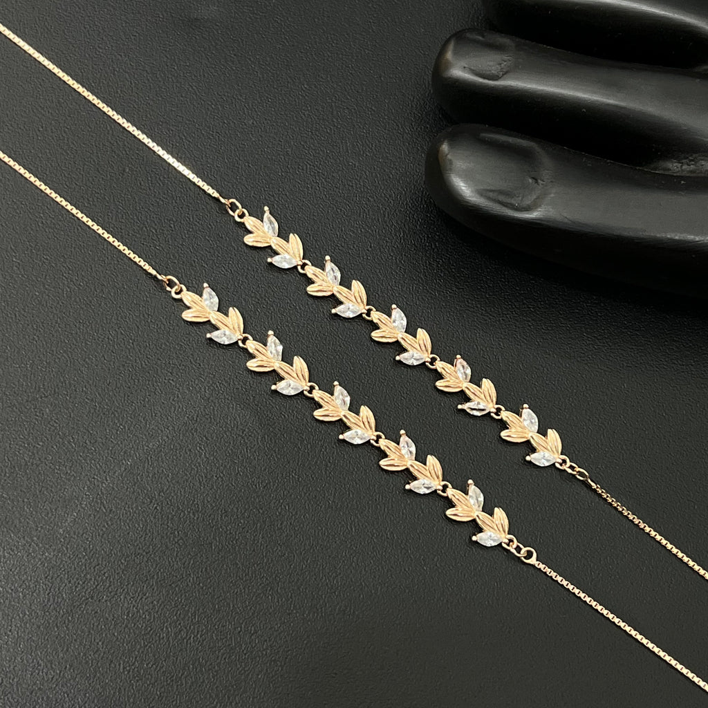 Silver Ladies Anklet Leaves & Petals Rosegold 925