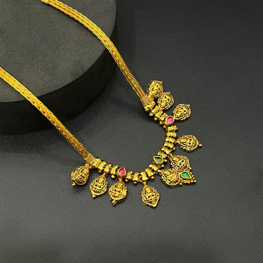 Silver Antique Finished Lakshmi Necklace