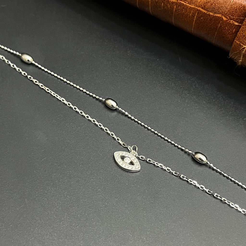 Silver Ladies Bracelet Elegant Eye Twin Layer Charm 925