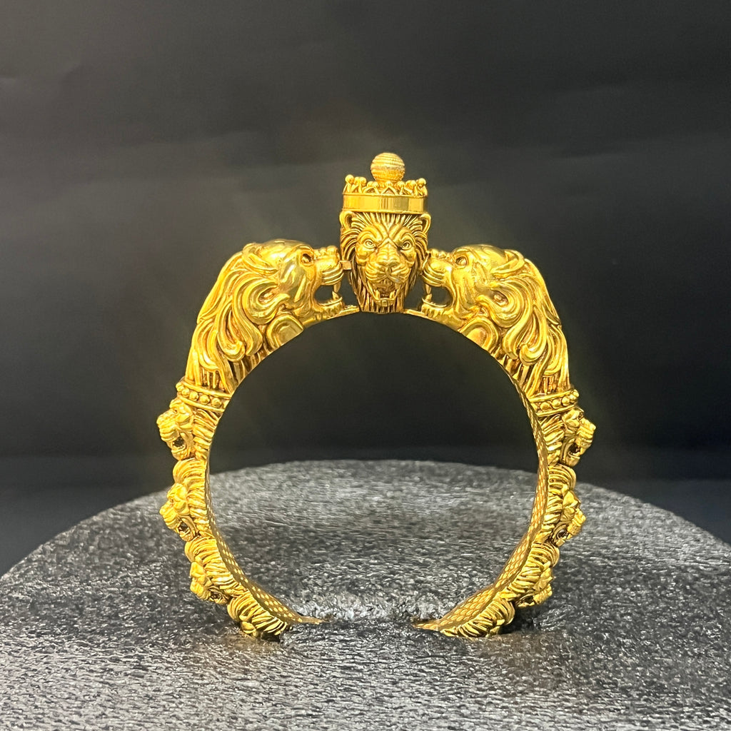 Silver Royal Lion Kada Gold Finished