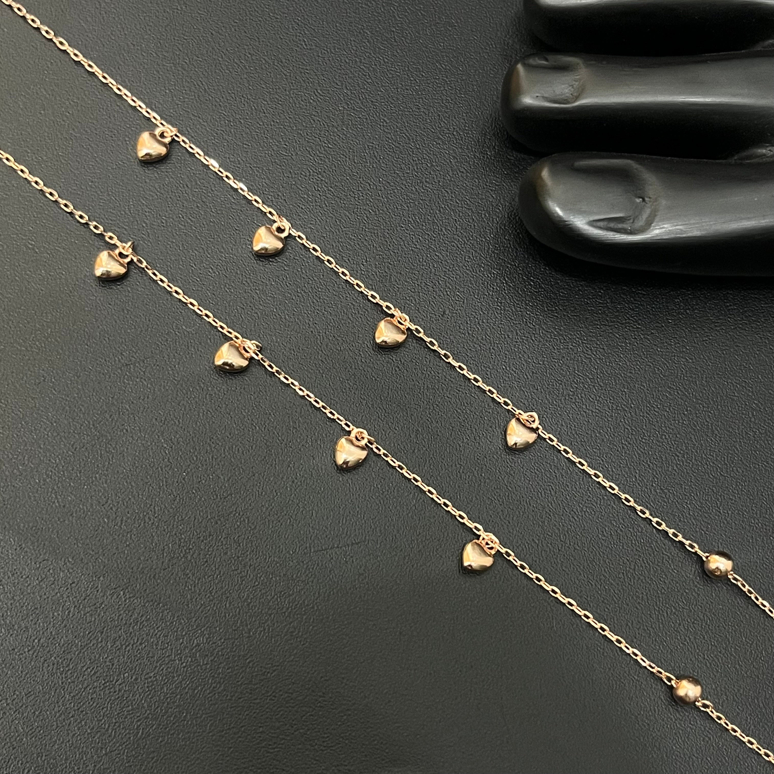 Silver Ladies Anklet Heart Charms RG