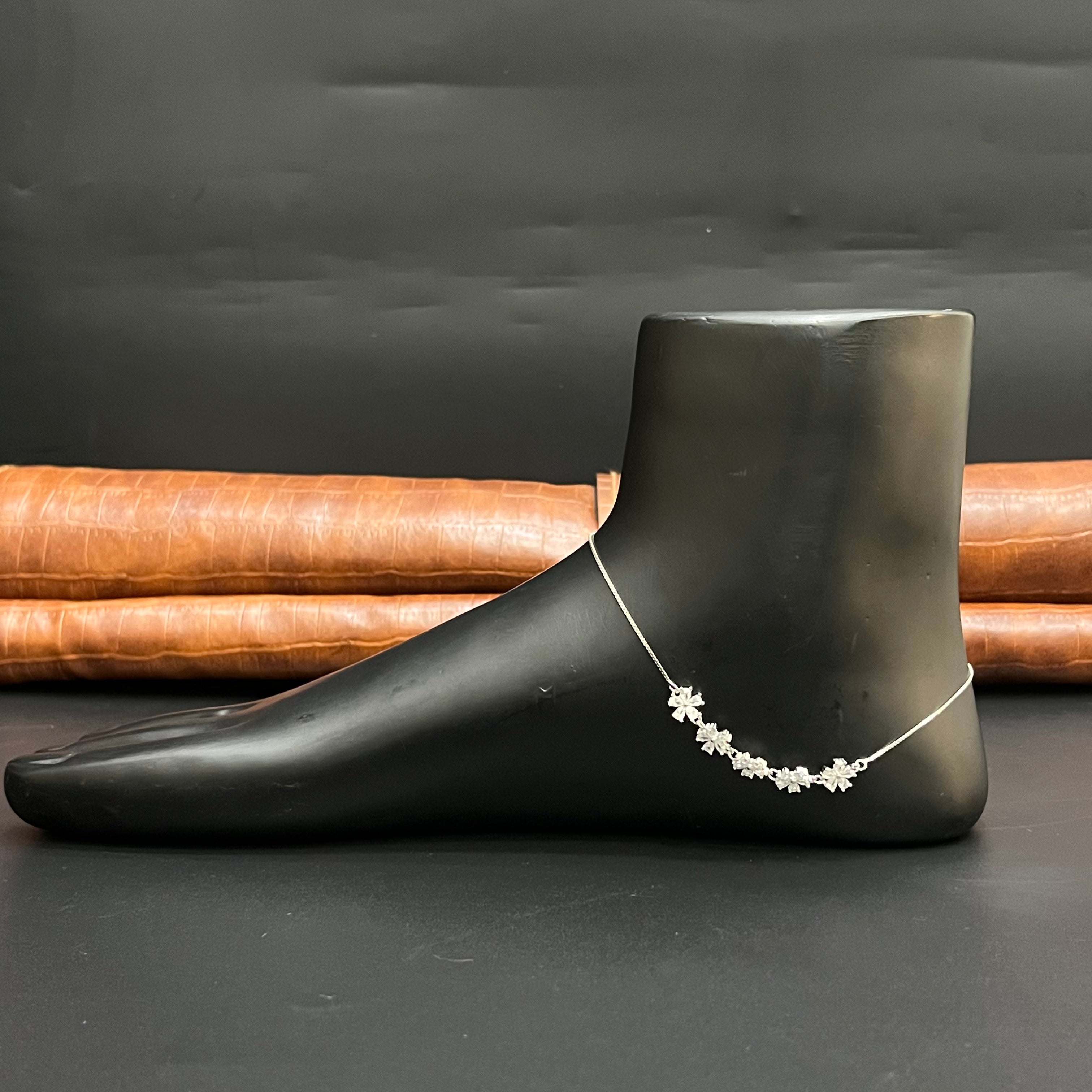 Silver Ladies Anklet Graceful Blossom Luxe M01 925