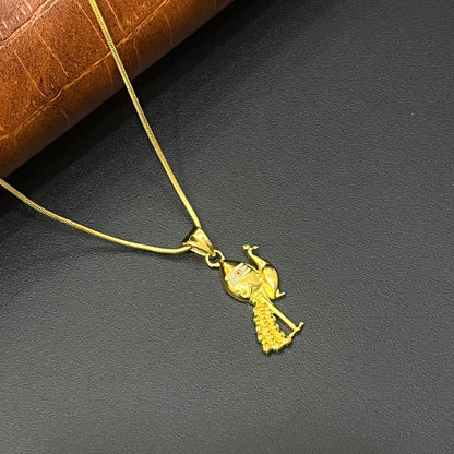 Silver Peacock & Vel Pendant Gold Finished