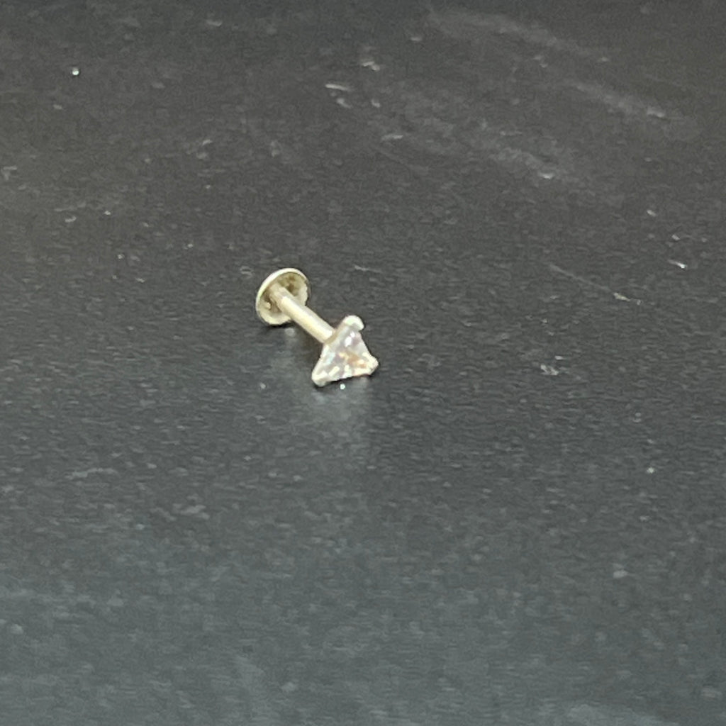 Silver Mens Triangle Stone Single Ear Stud 925