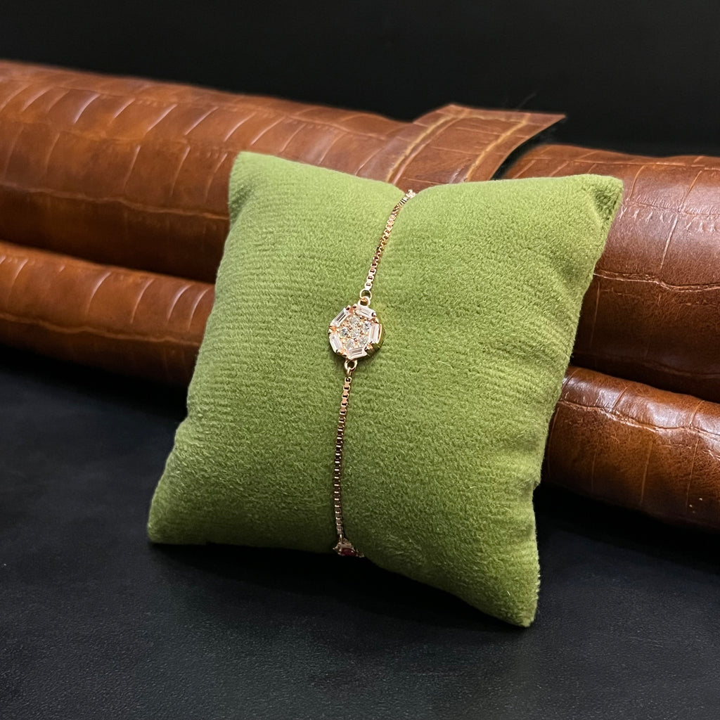 Silver Ladies Bracelet Royal Pink Crystal Trio Rose Gold 925