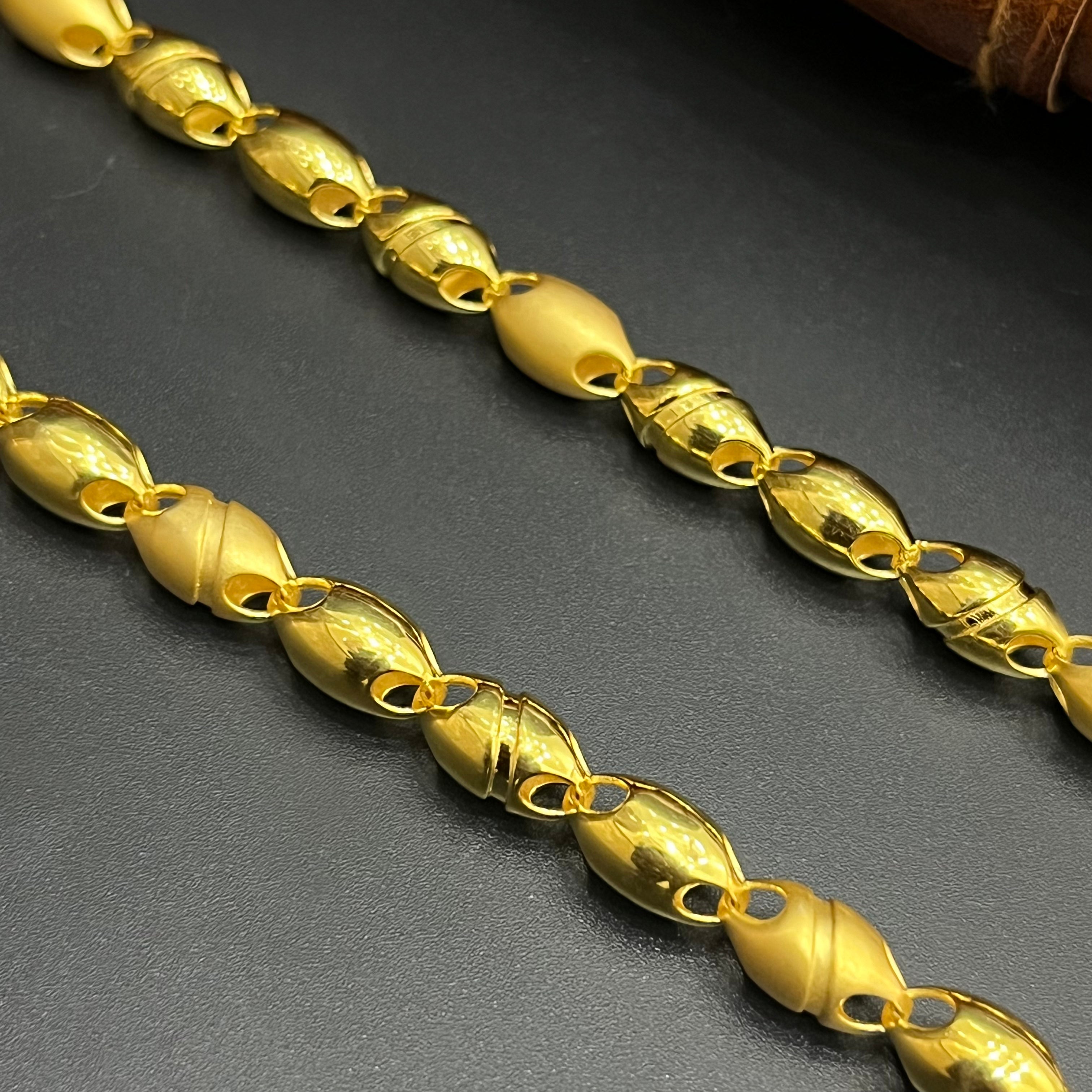 Silver Mens Chain Luxury Oval Link Chain Gold Finish 925