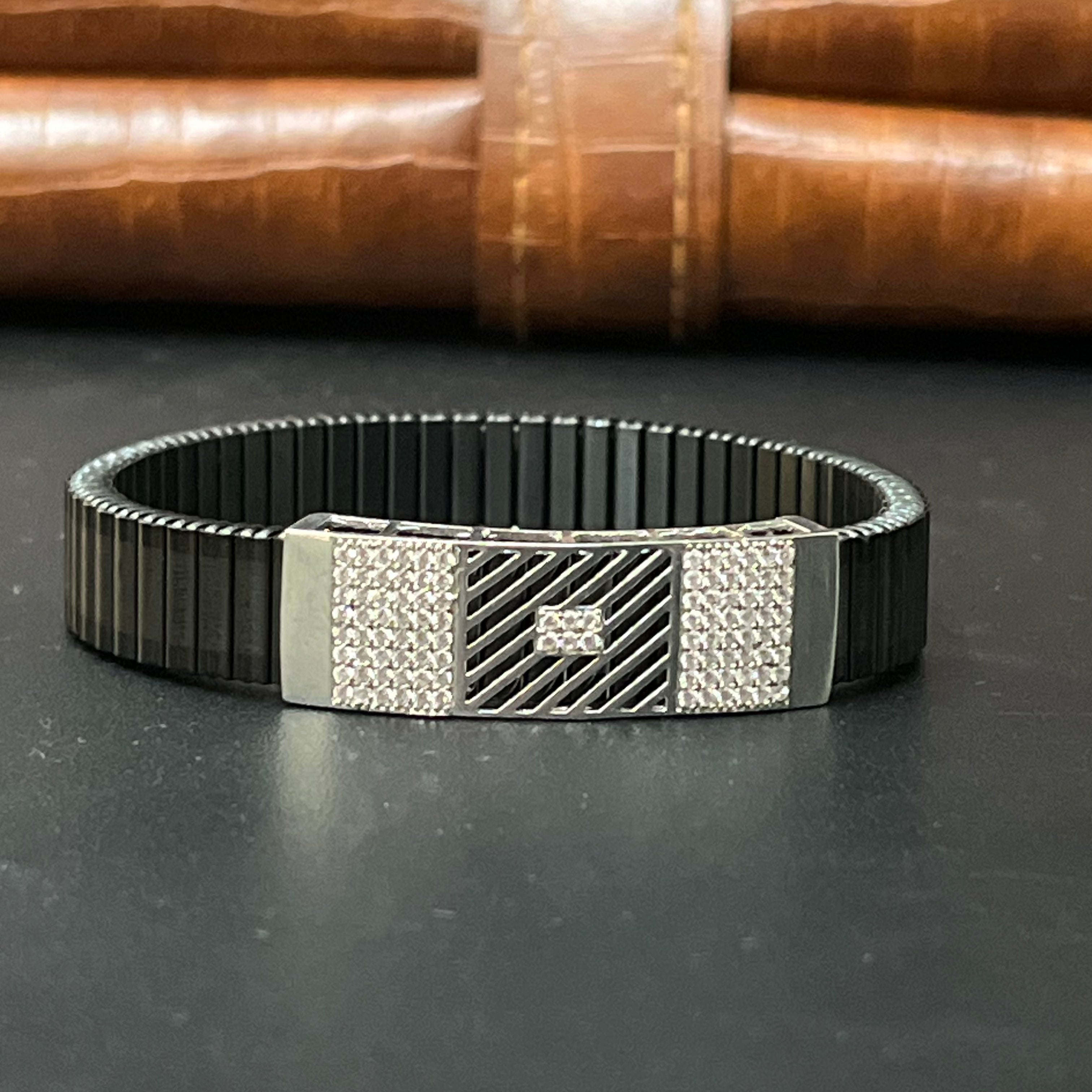 Silver Mens Flexible Bracelet FB7 925