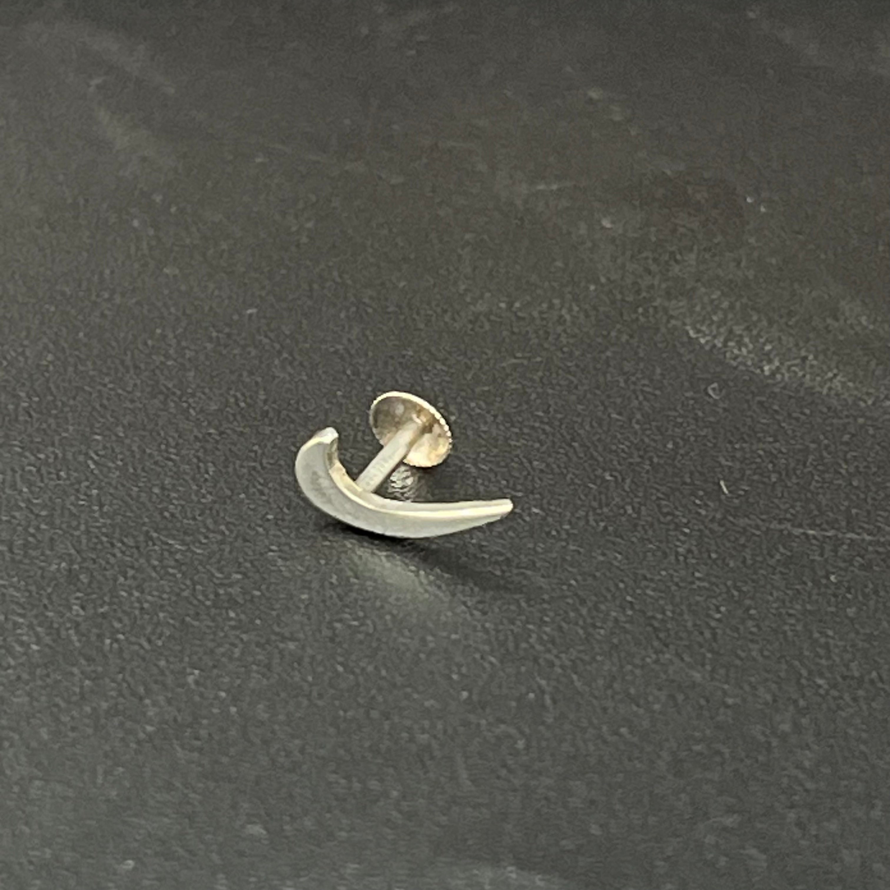 Silver Mens Single Ear Tick Symbol Stud 925