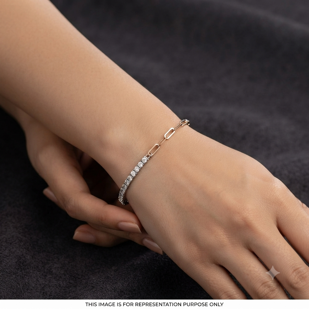 Silver Ladies Bracelet Stones Lines & Link Lock Rose Gold 925