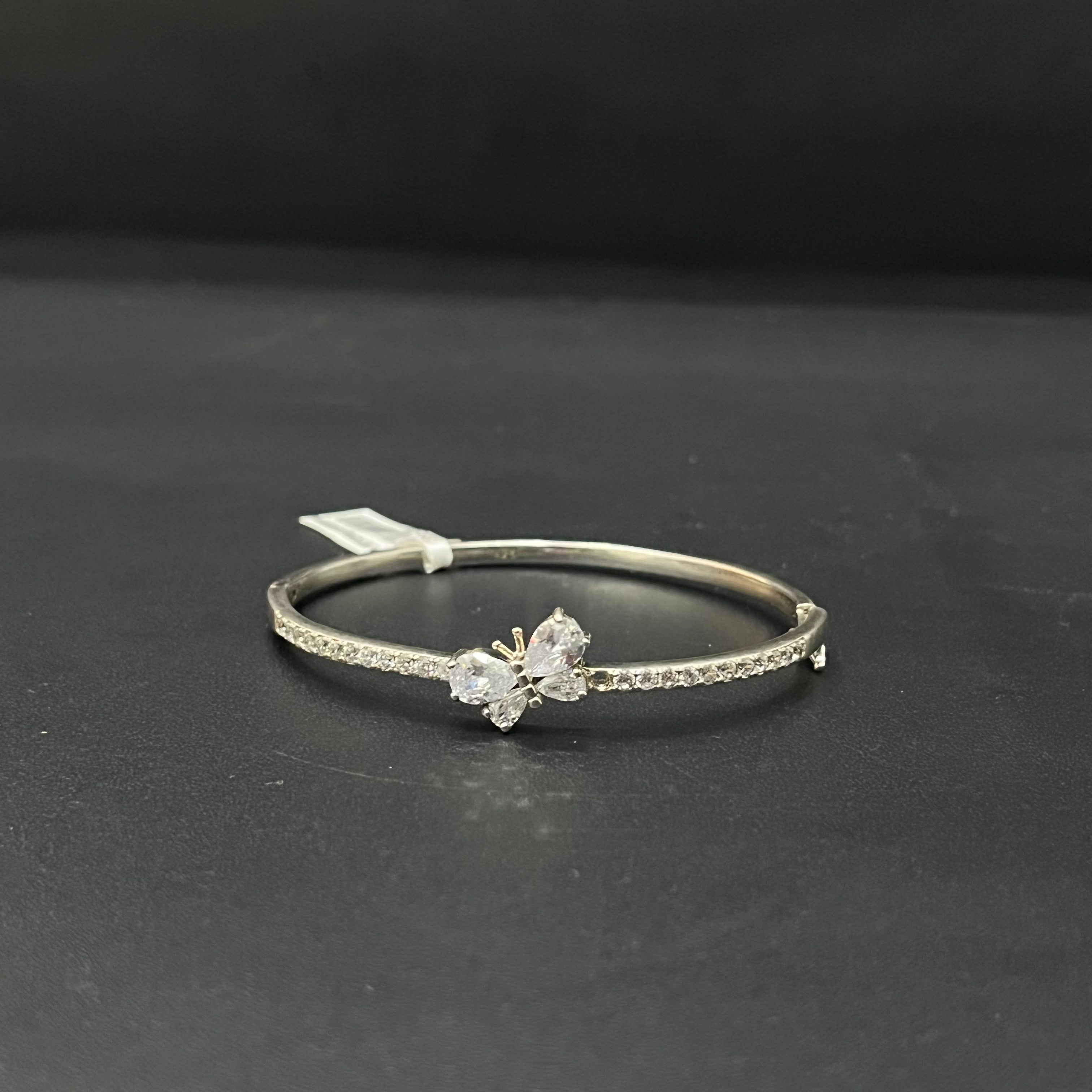 Silver ladies Kada CZ zicron Butterfly