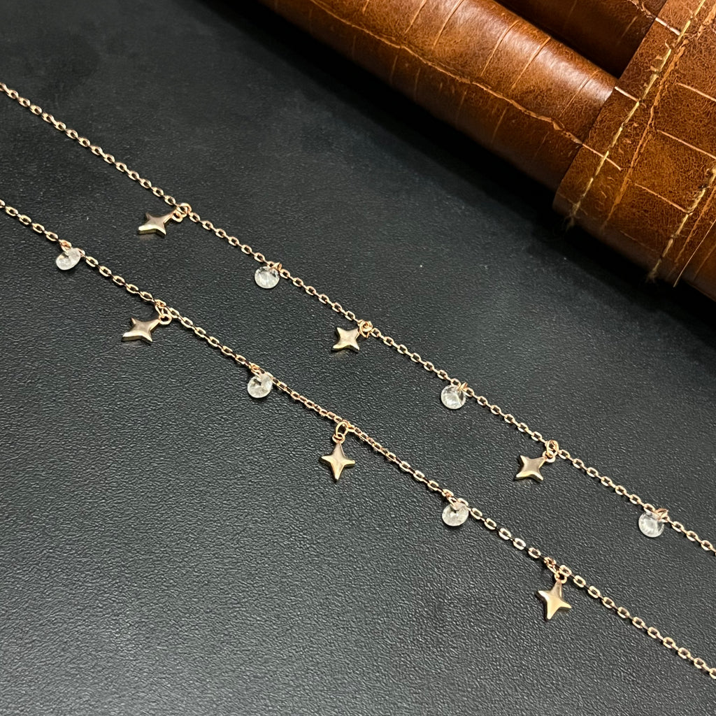 Silver Ladies Anklet Star Edition Rose Gold 925