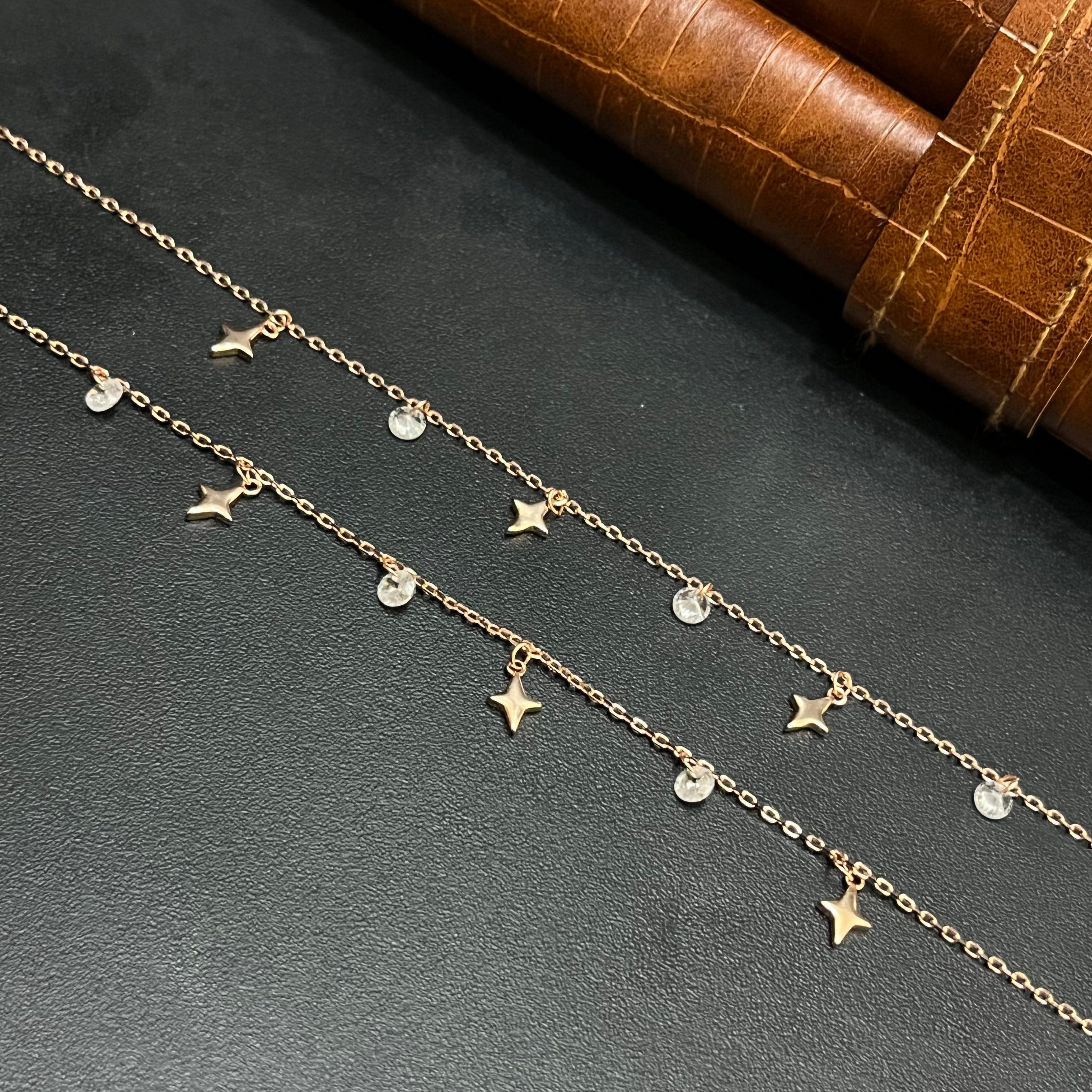 Silver Ladies Anklet Star Edition Rose Gold 925