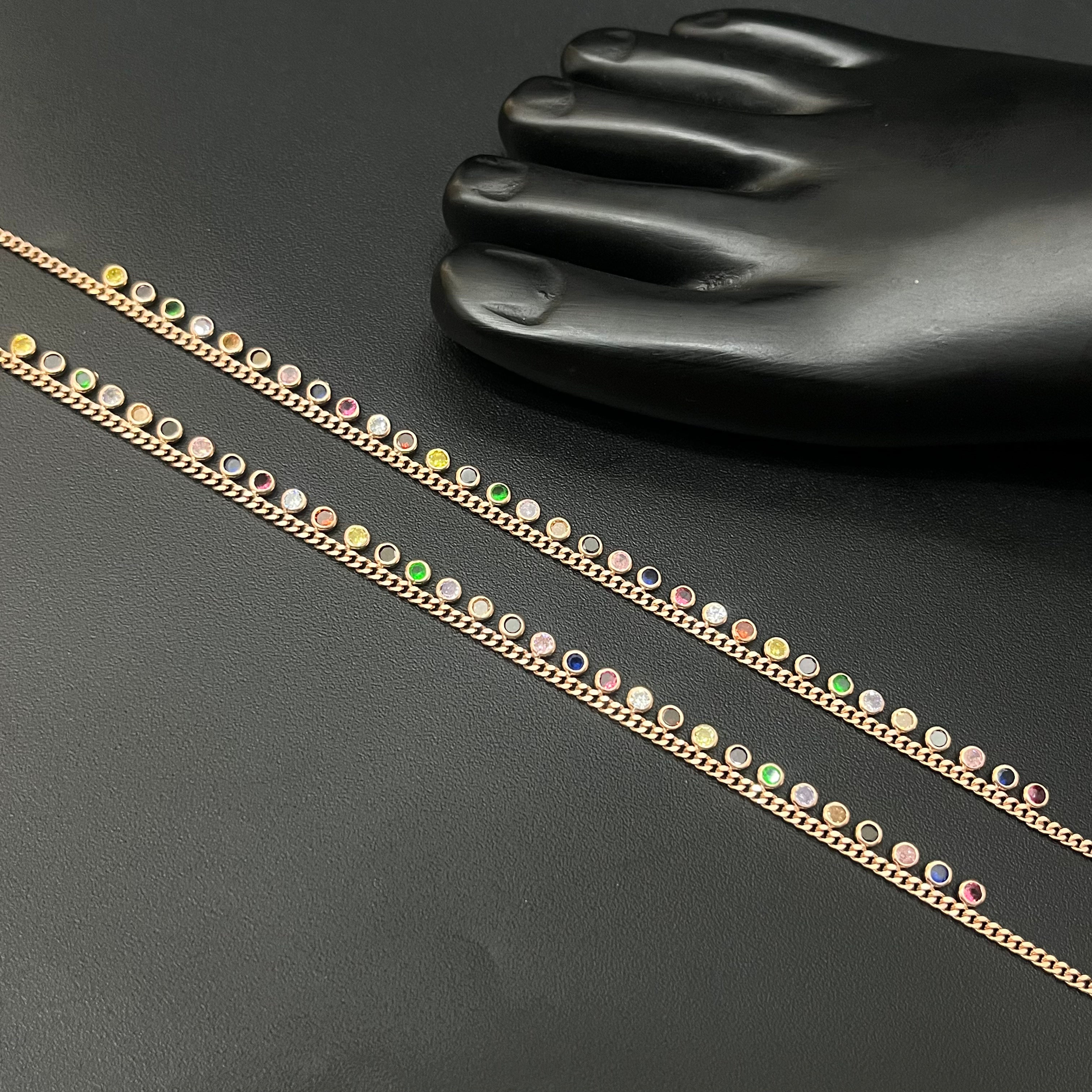 Ladies Silver Anklet Multi Beads RG