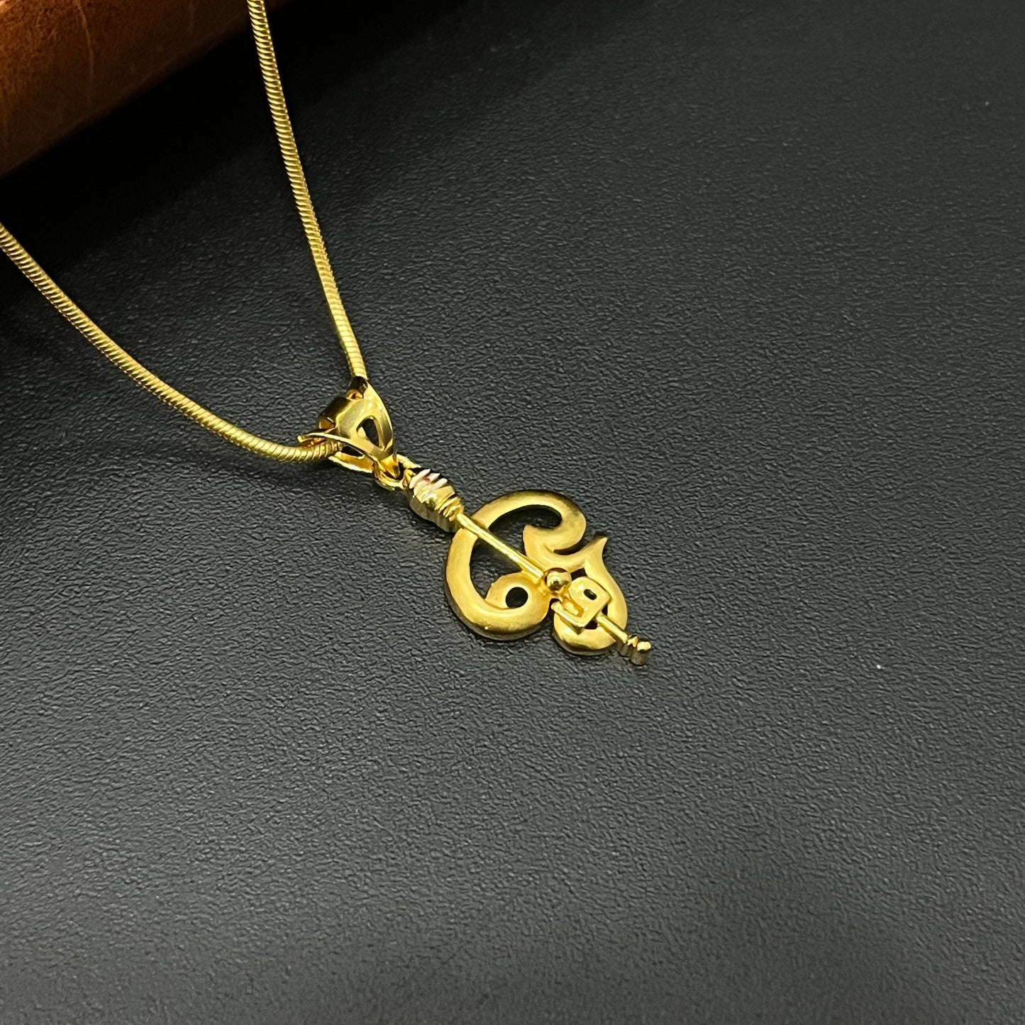 Silver Om & Vel Pendant Gold Finished