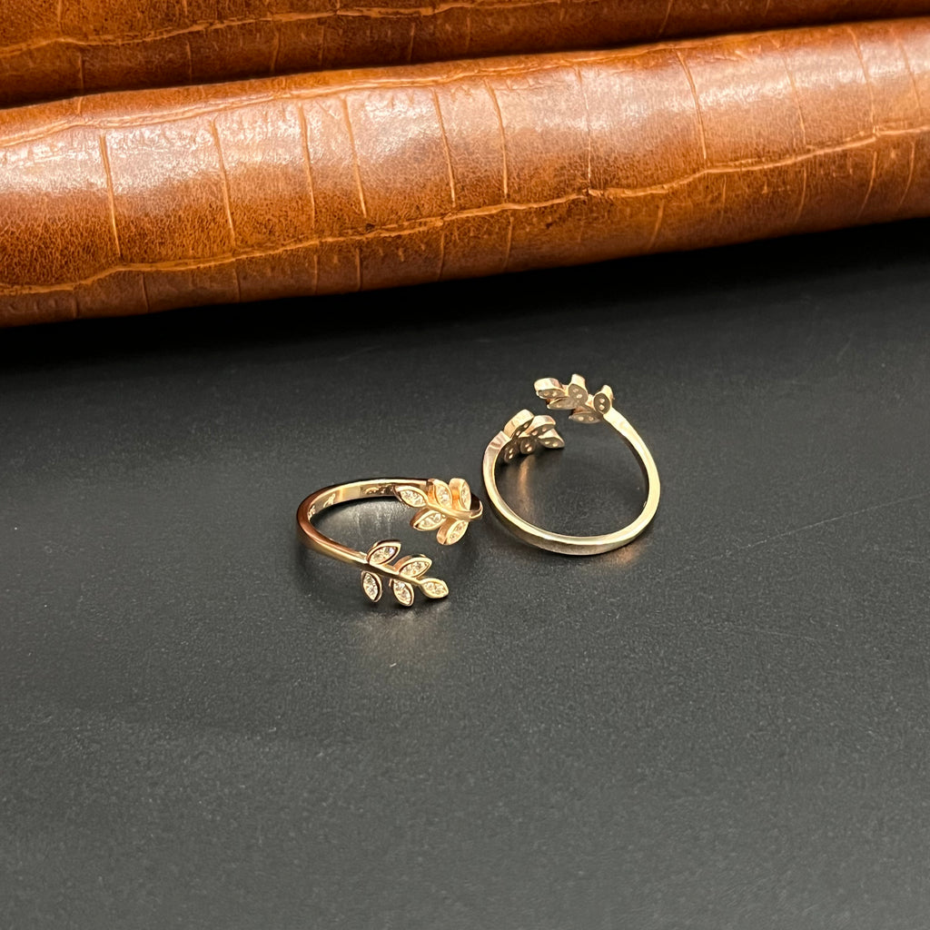Silver Ladies Toe Rings 925 Leaf Rosegold 925