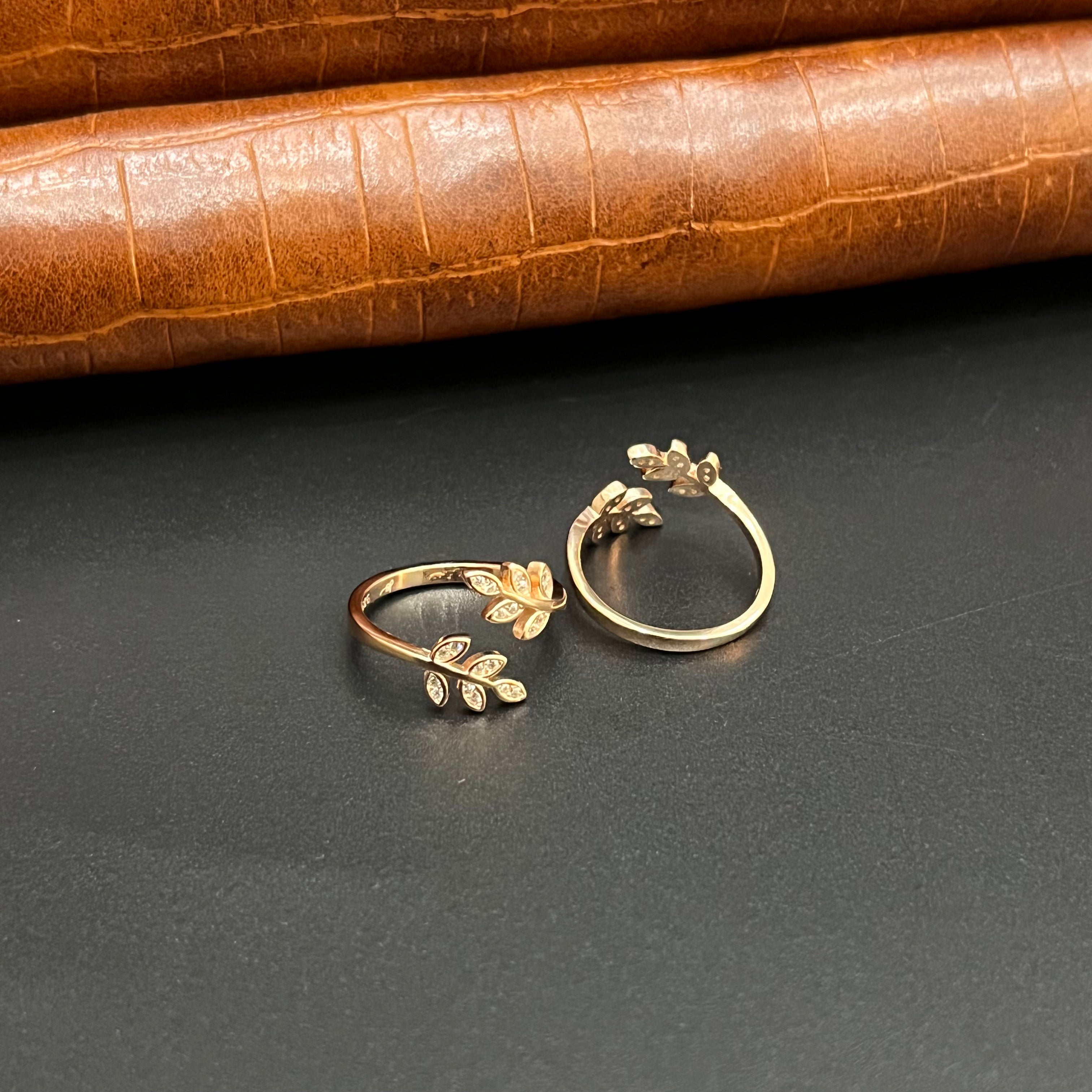 Silver Ladies Toe Rings 925 Leaf Rosegold 925