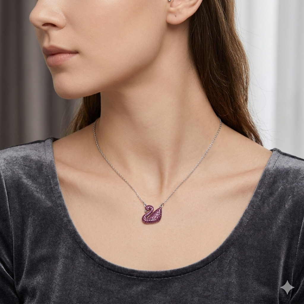 Silver Ladies Chain Swan Purple