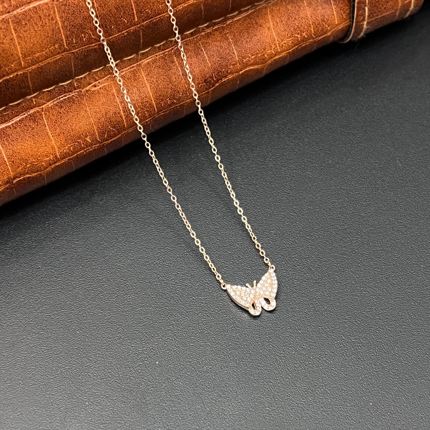 Silver Ladies Pendant Chain Butterfly