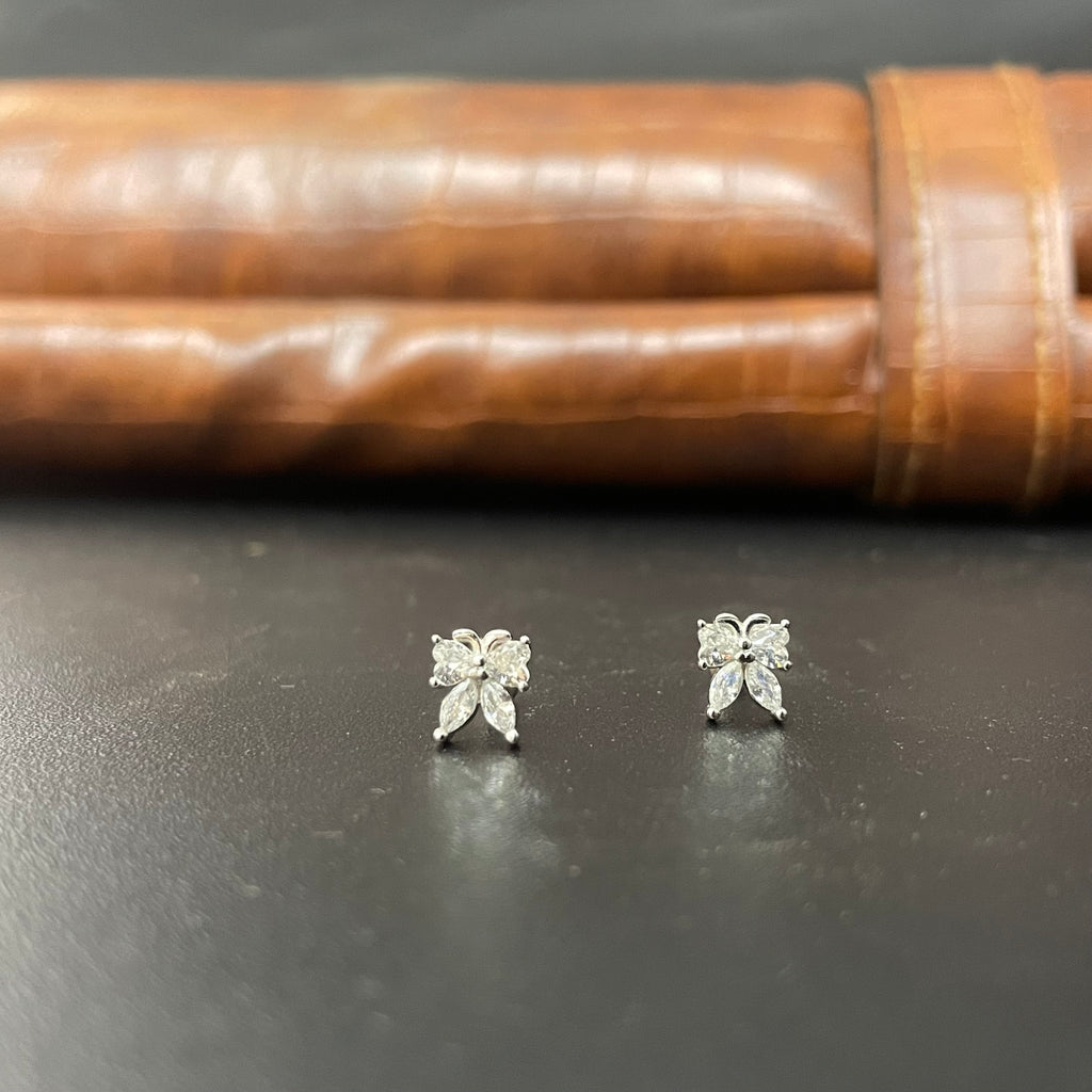 Silver Second Stud Bow Butterfly RosegoldGold