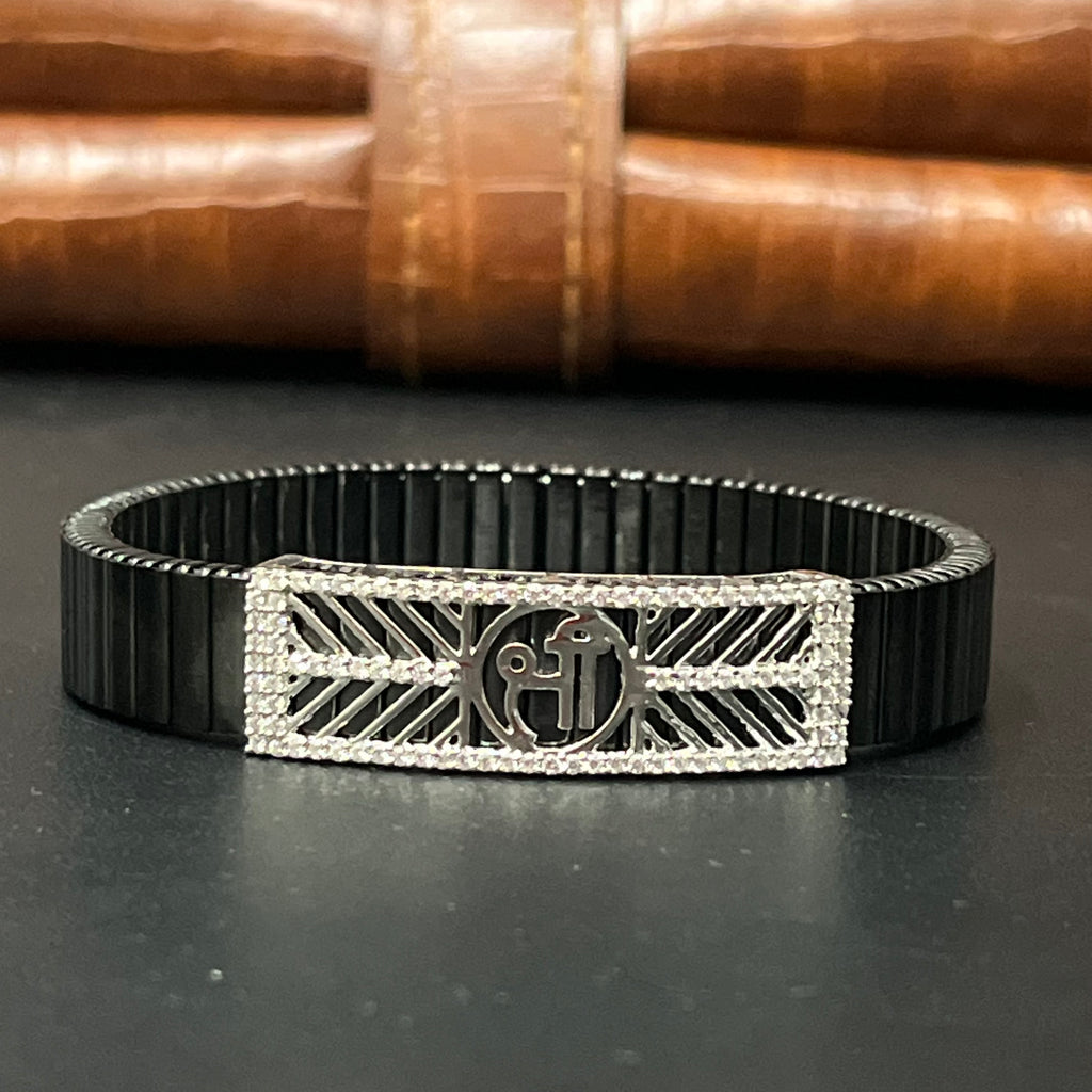 Silver Mens Flexible Bracelet Shree 2 925